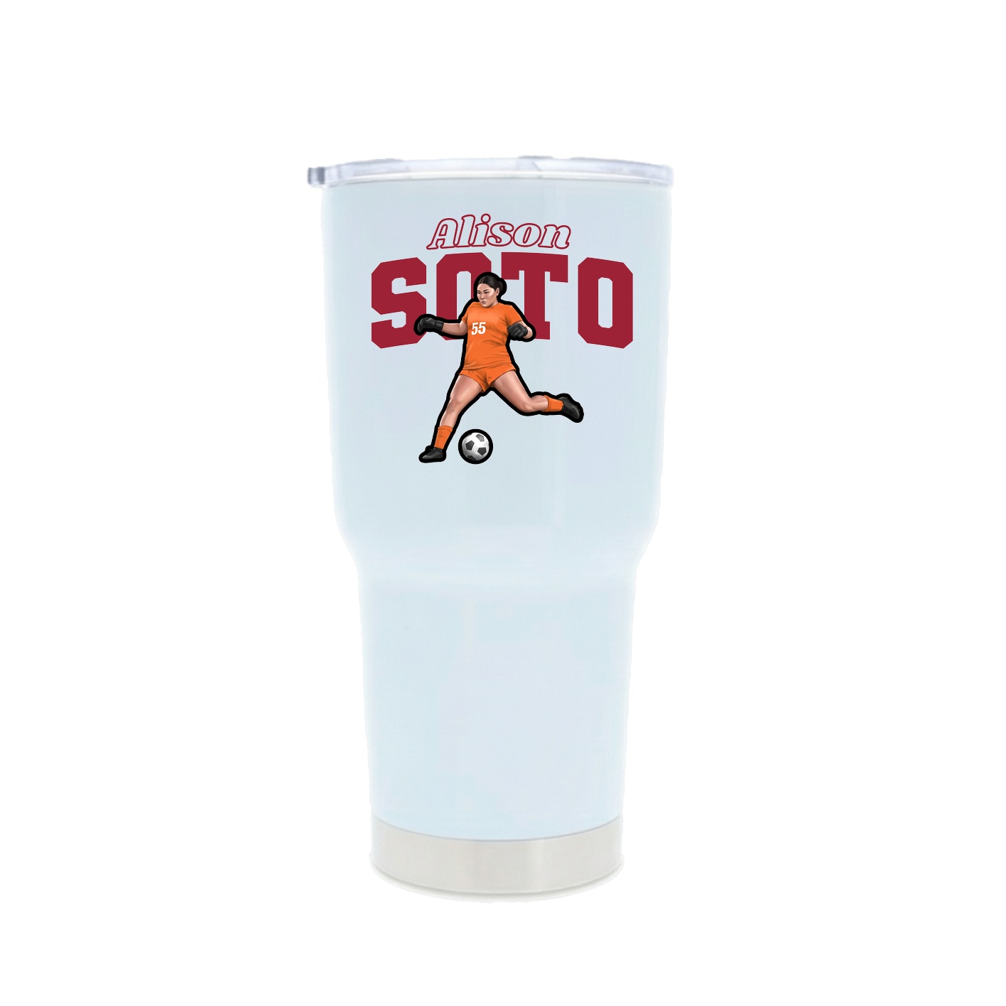 30oz Stainless Steel Tumbler — Name Arch in White