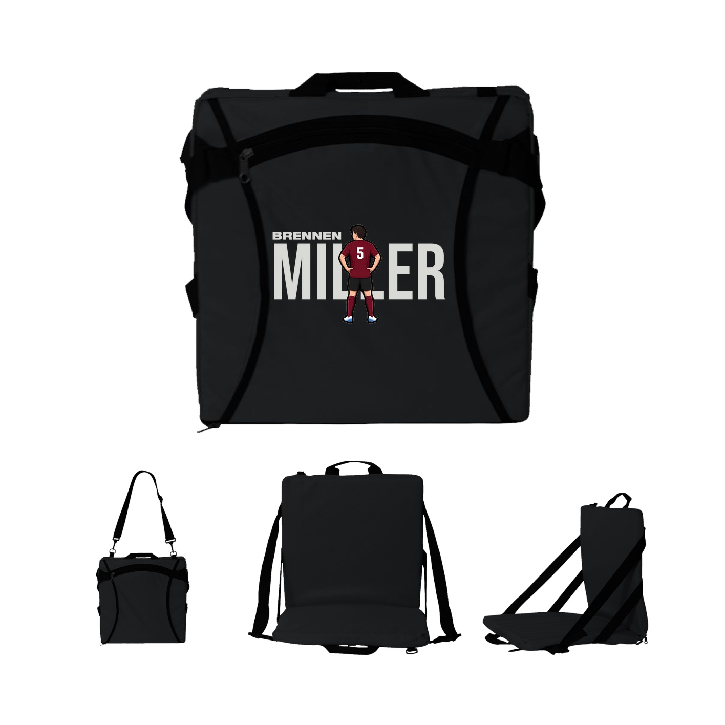 Folding Stadium Seat — Player Name in Black