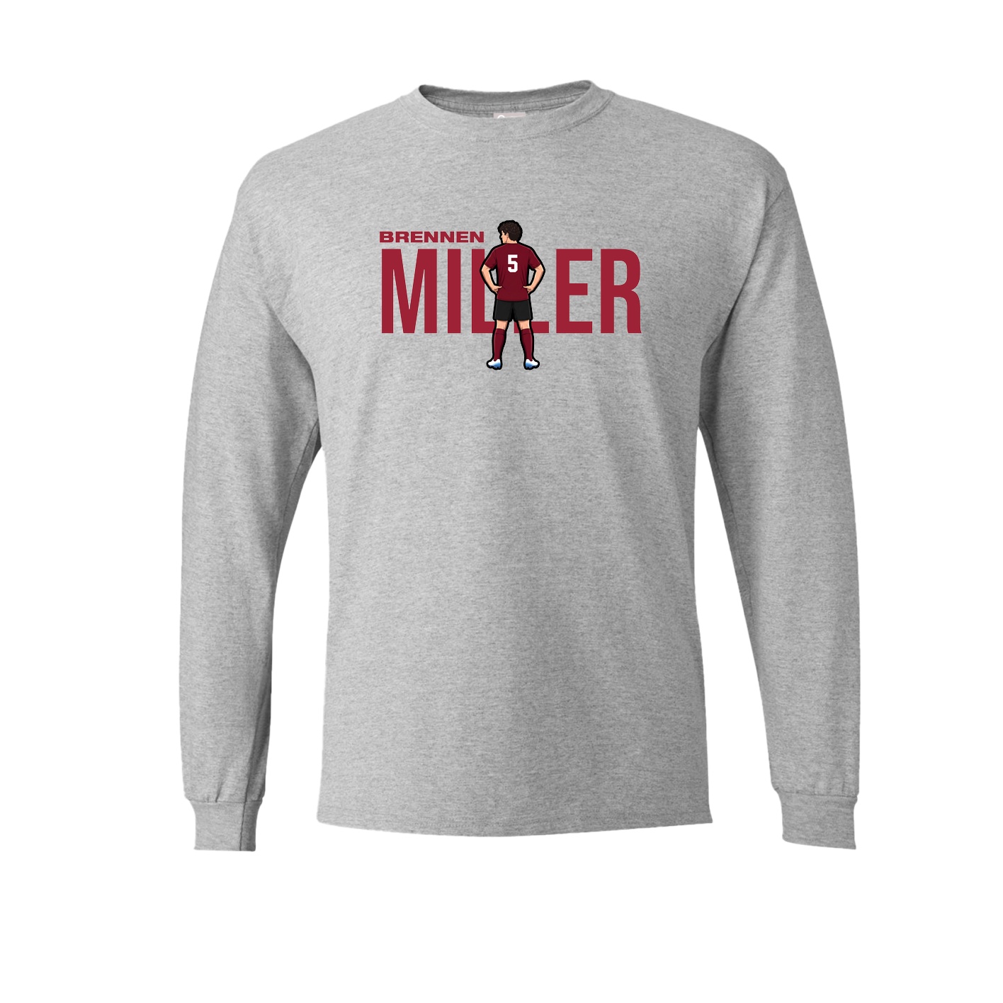 Long Sleeve Tee — Player Name in Grey