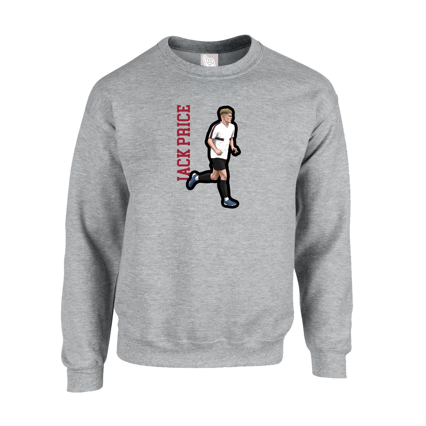 Fleece Crew — Name Vertical in Grey
