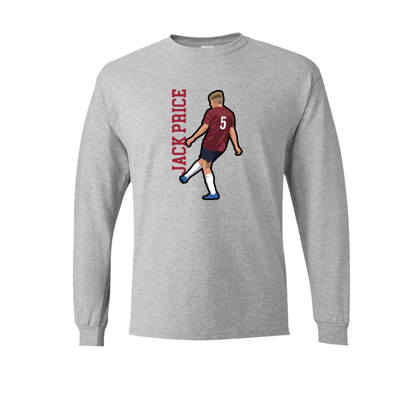 Long Sleeve Tee — Name Vertical in Grey