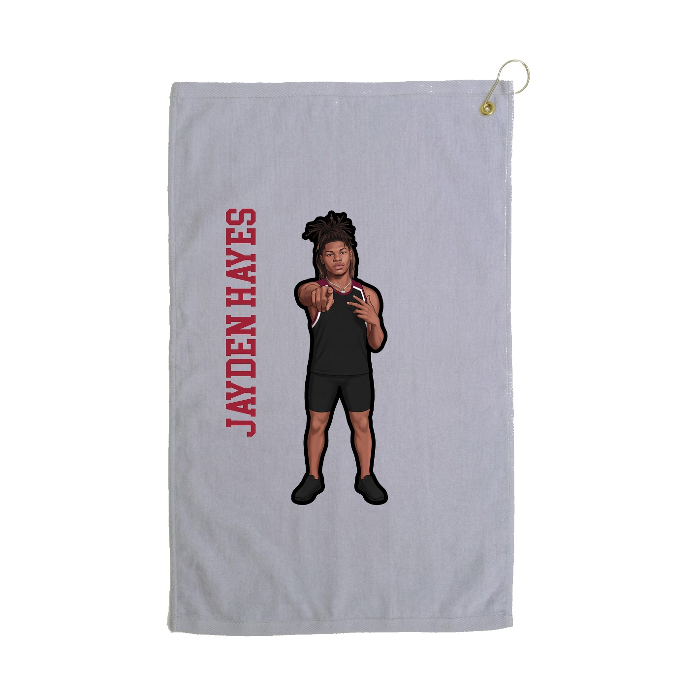 Golf Towel — Name Vertical in Grey