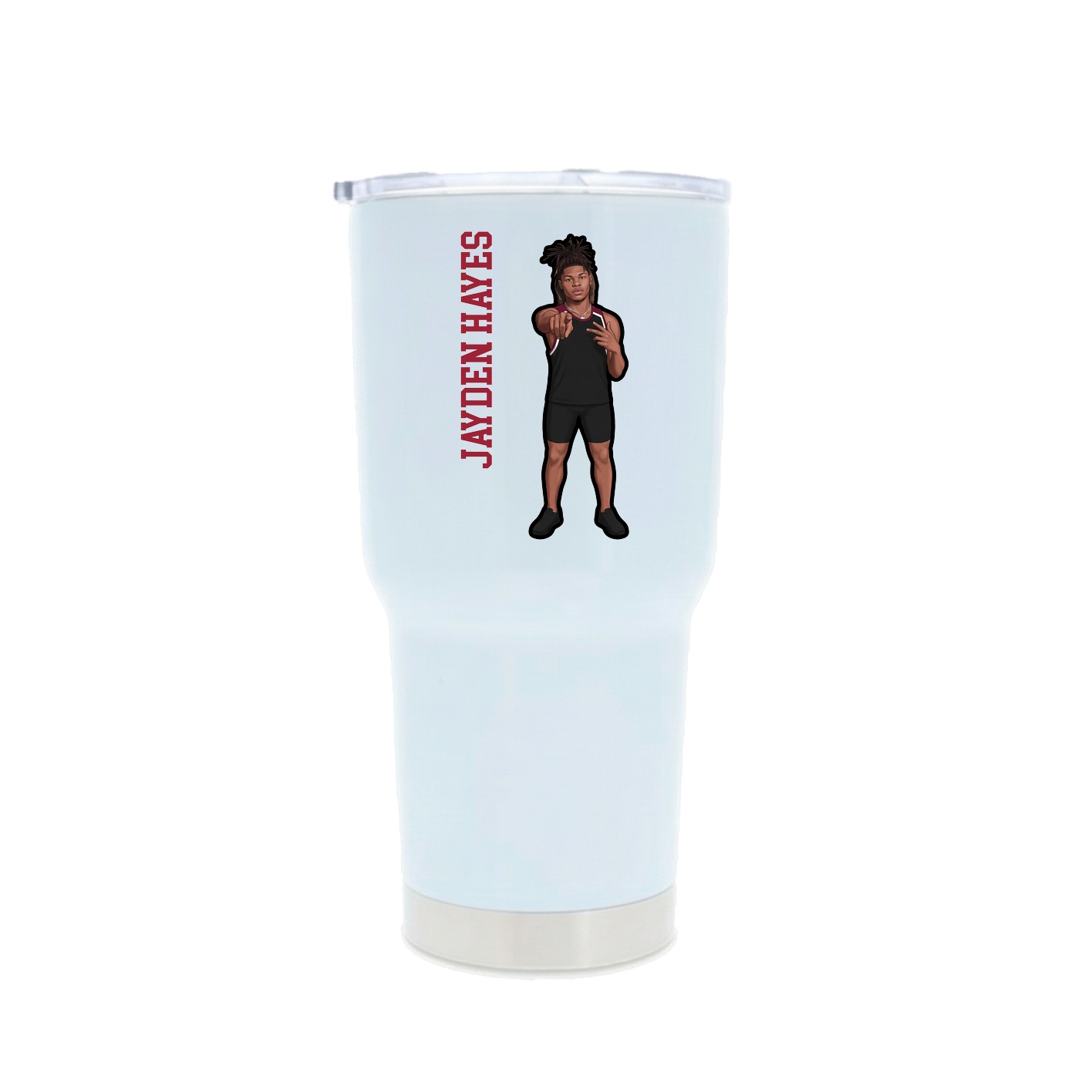 30oz Stainless Steel Tumbler — Name Vertical in White