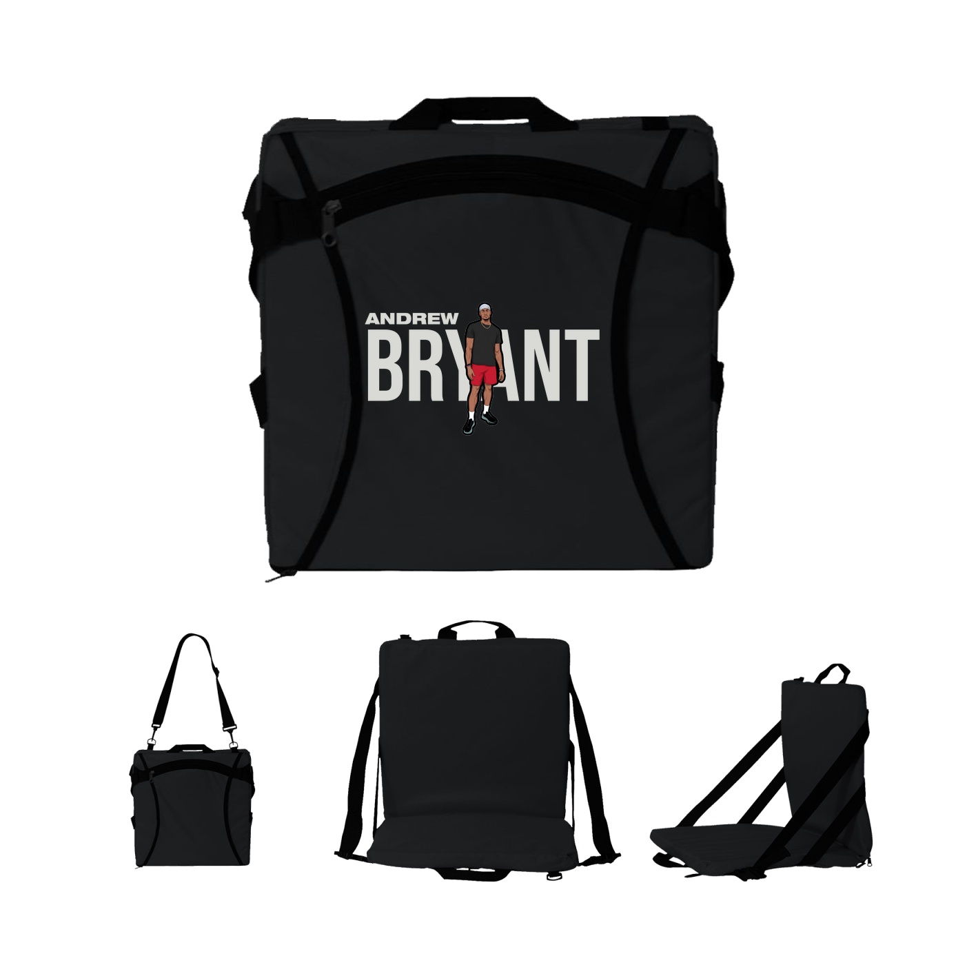Folding Stadium Seat — Player Name in Black