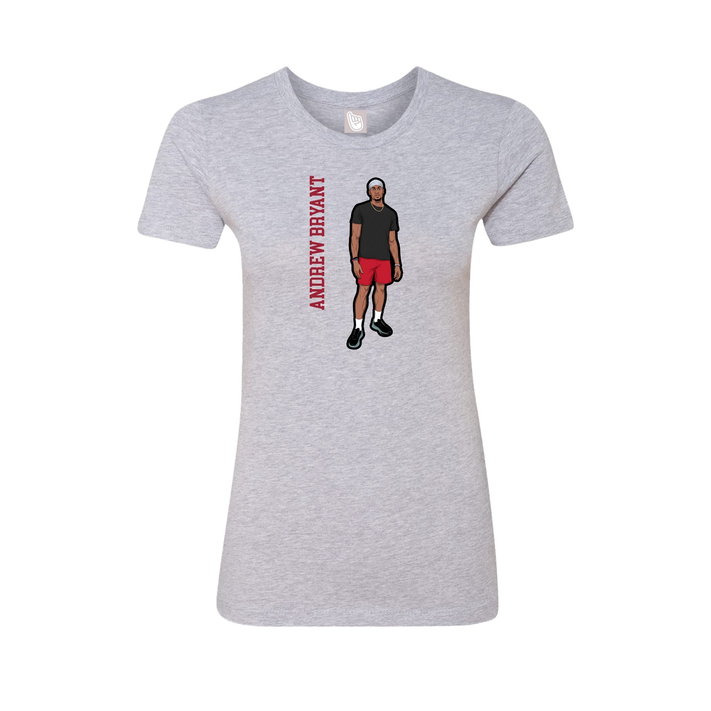 Fitted Women's Tee — Name Vertical in Grey