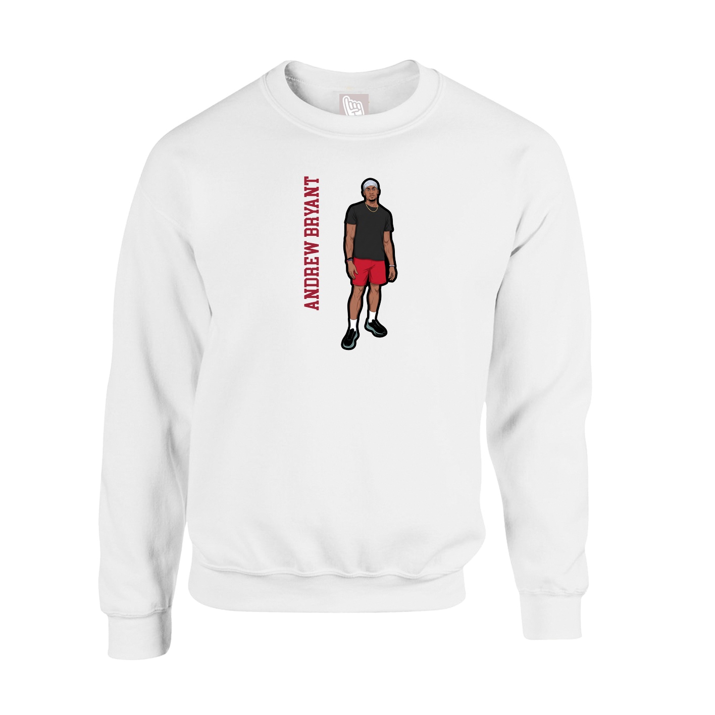 Fleece Crew — Name Vertical in White