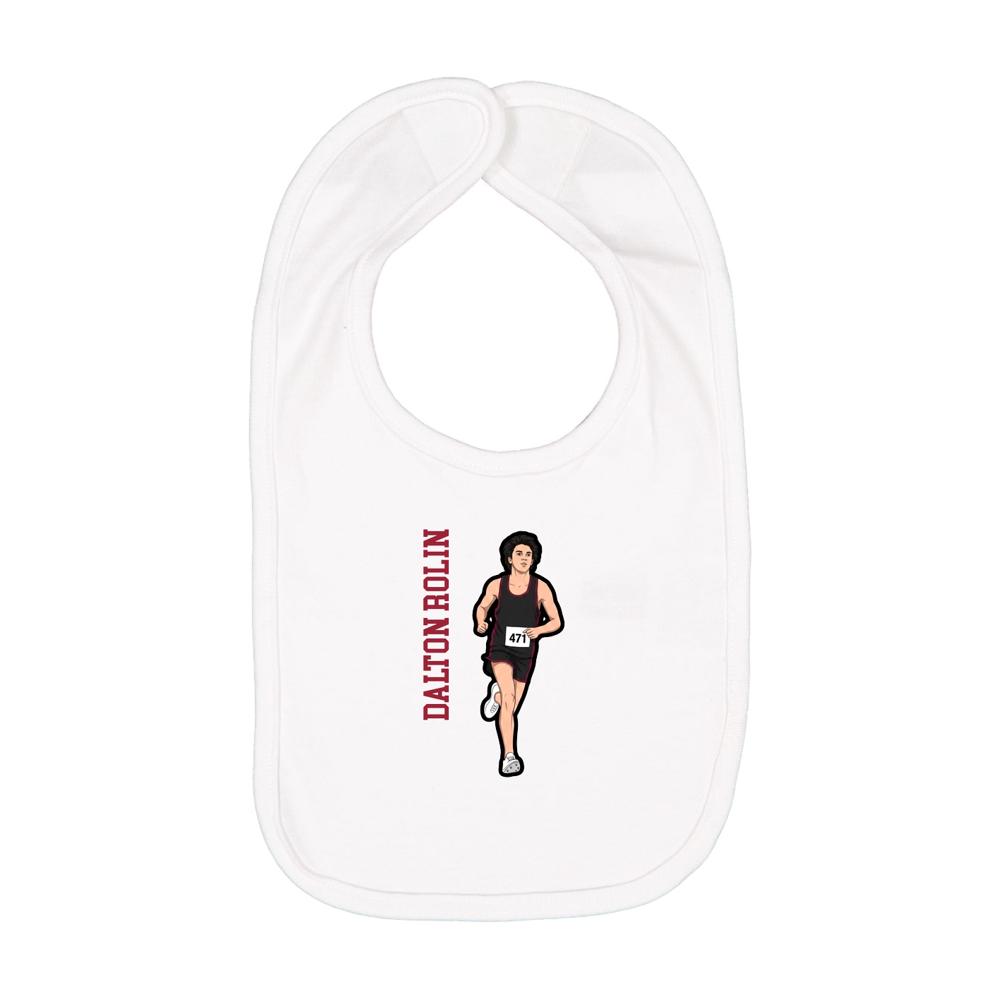 Infant Bib — Name Vertical in White