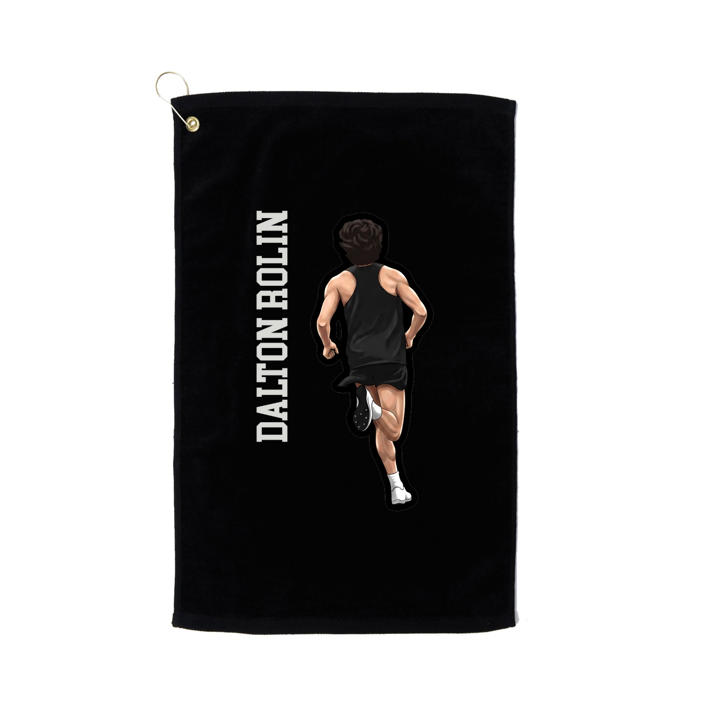 Golf Towel — Name Vertical in Black