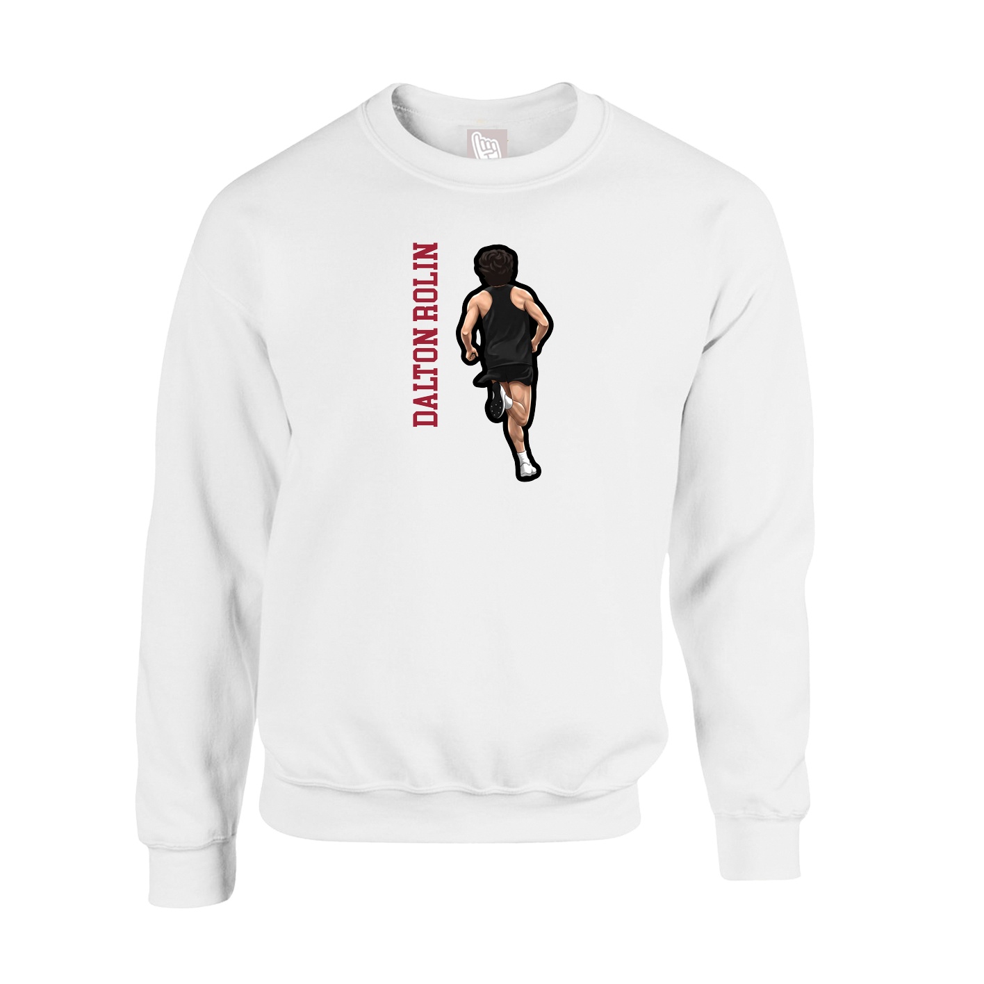 Fleece Crew — Name Vertical in White
