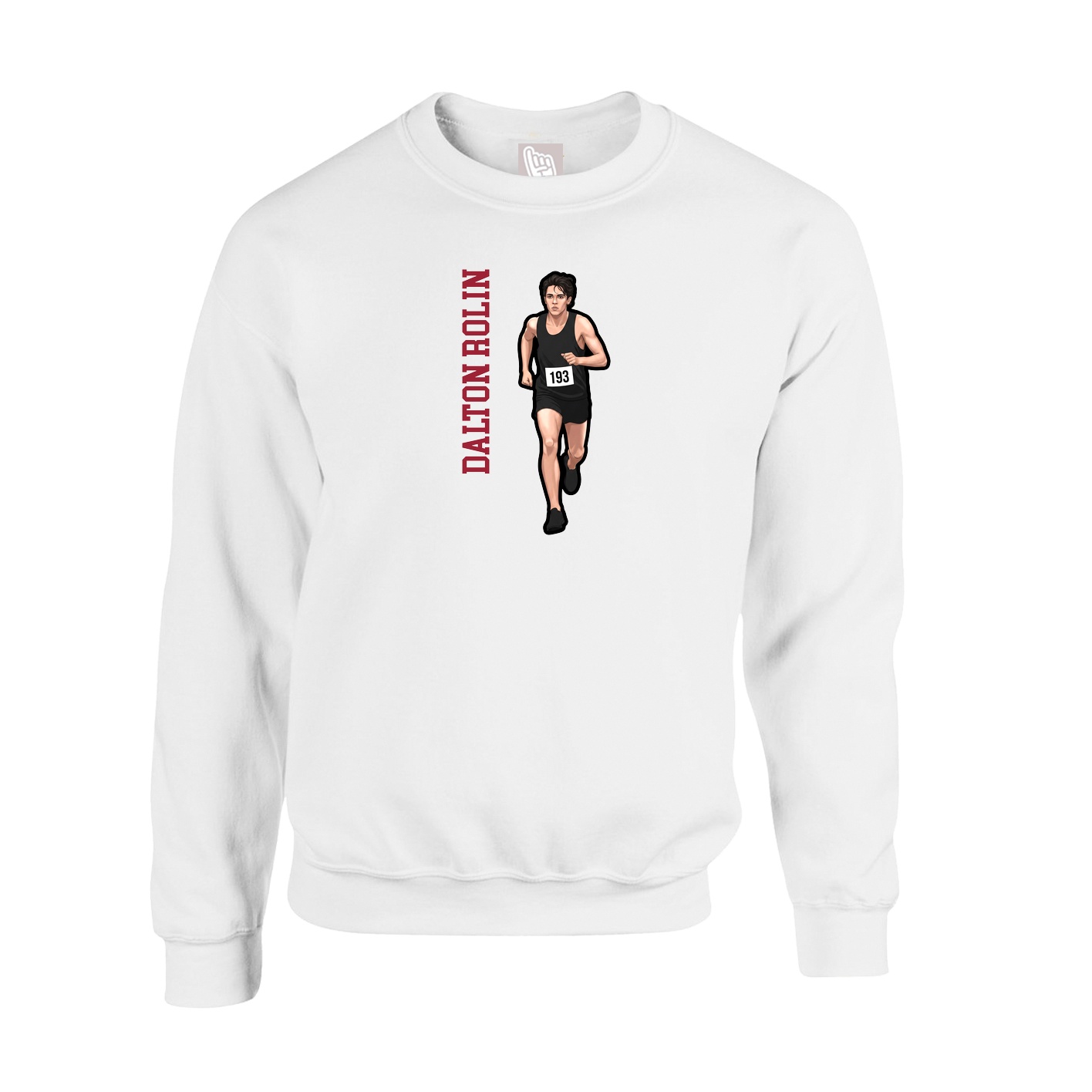 Fleece Crew — Name Vertical in White
