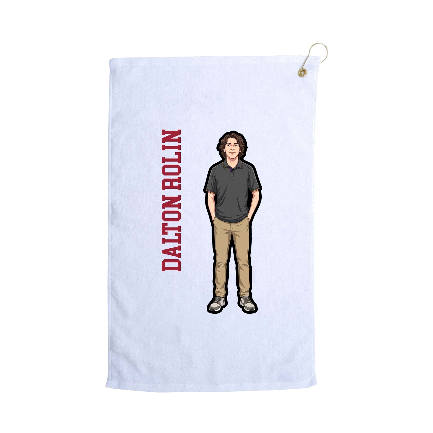 Golf Towel — Name Vertical in White