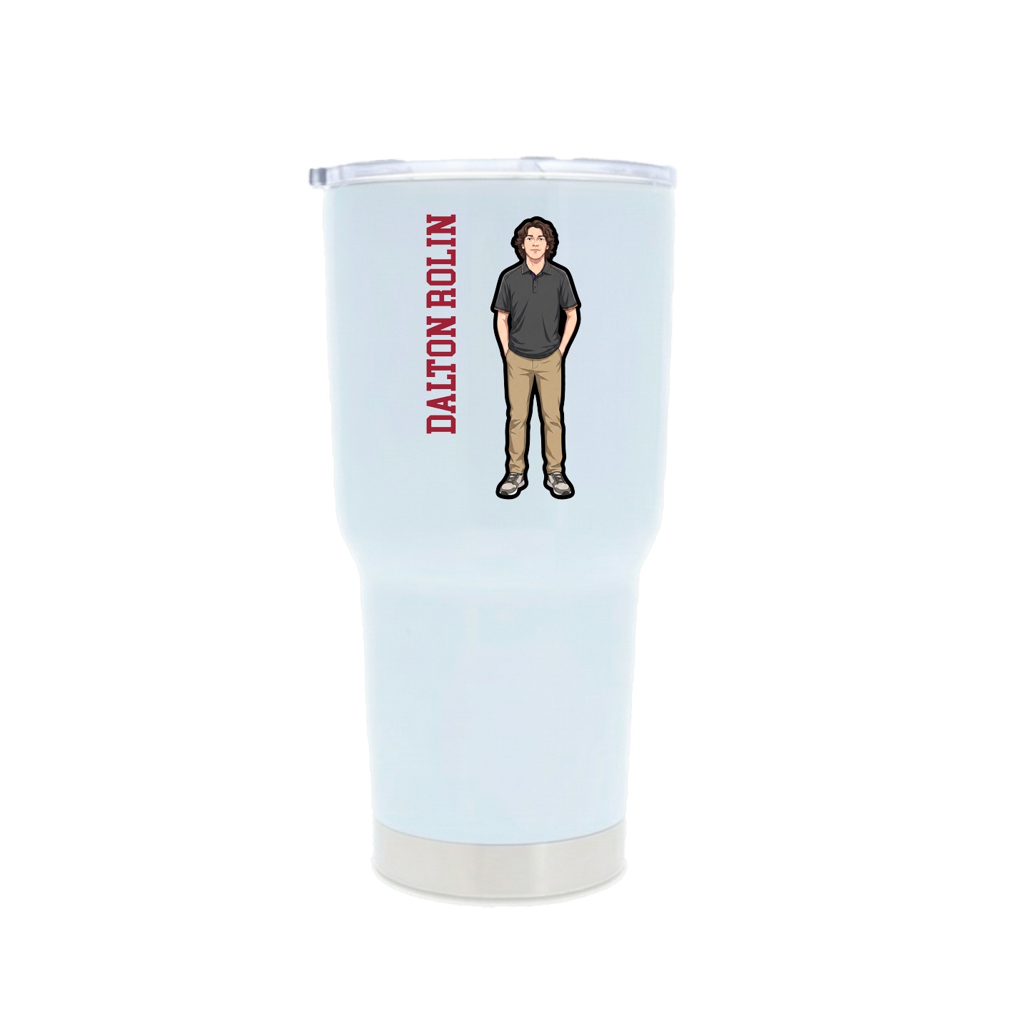 30oz Stainless Steel Tumbler — Name Vertical in White