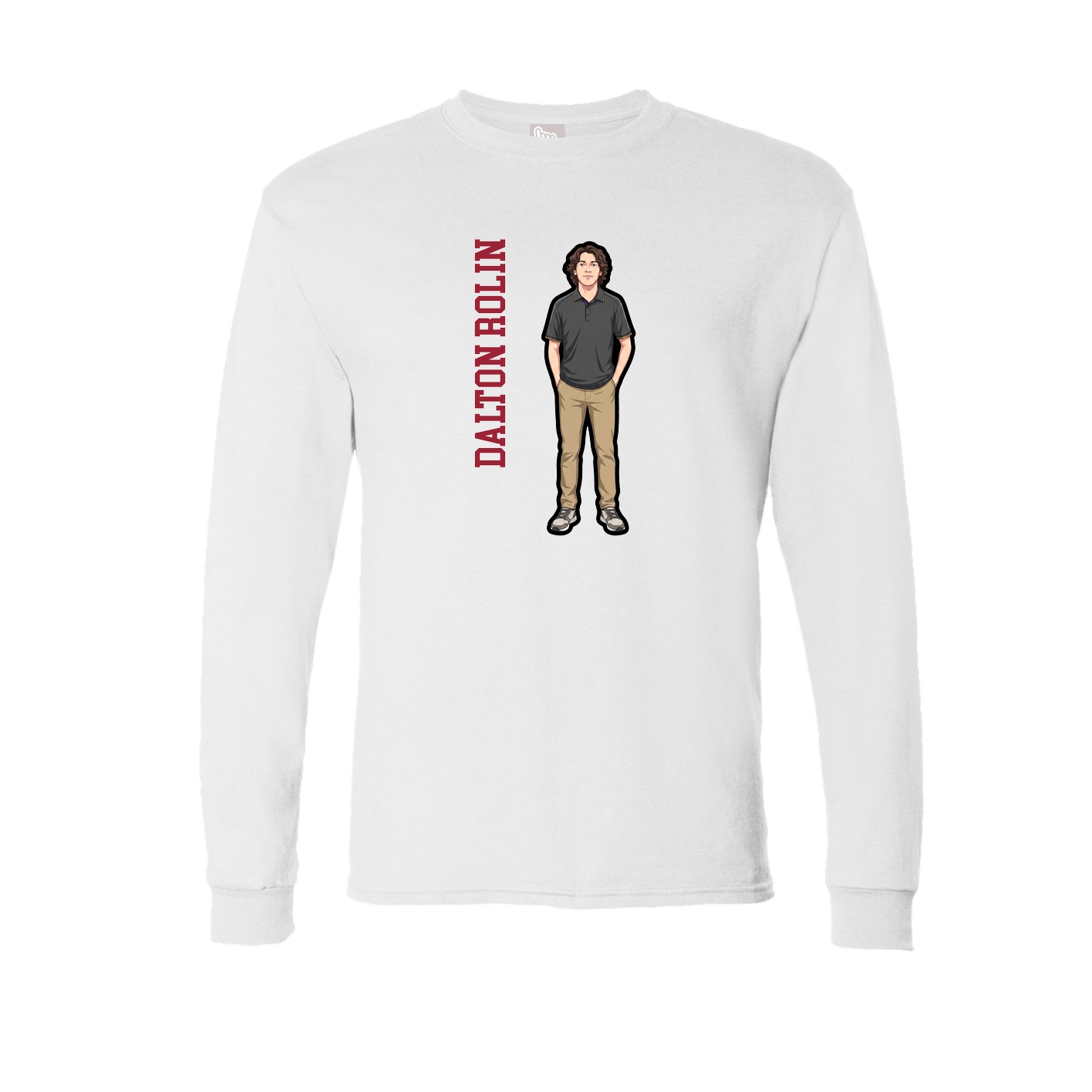 Long Sleeve Tee — Name Vertical in White