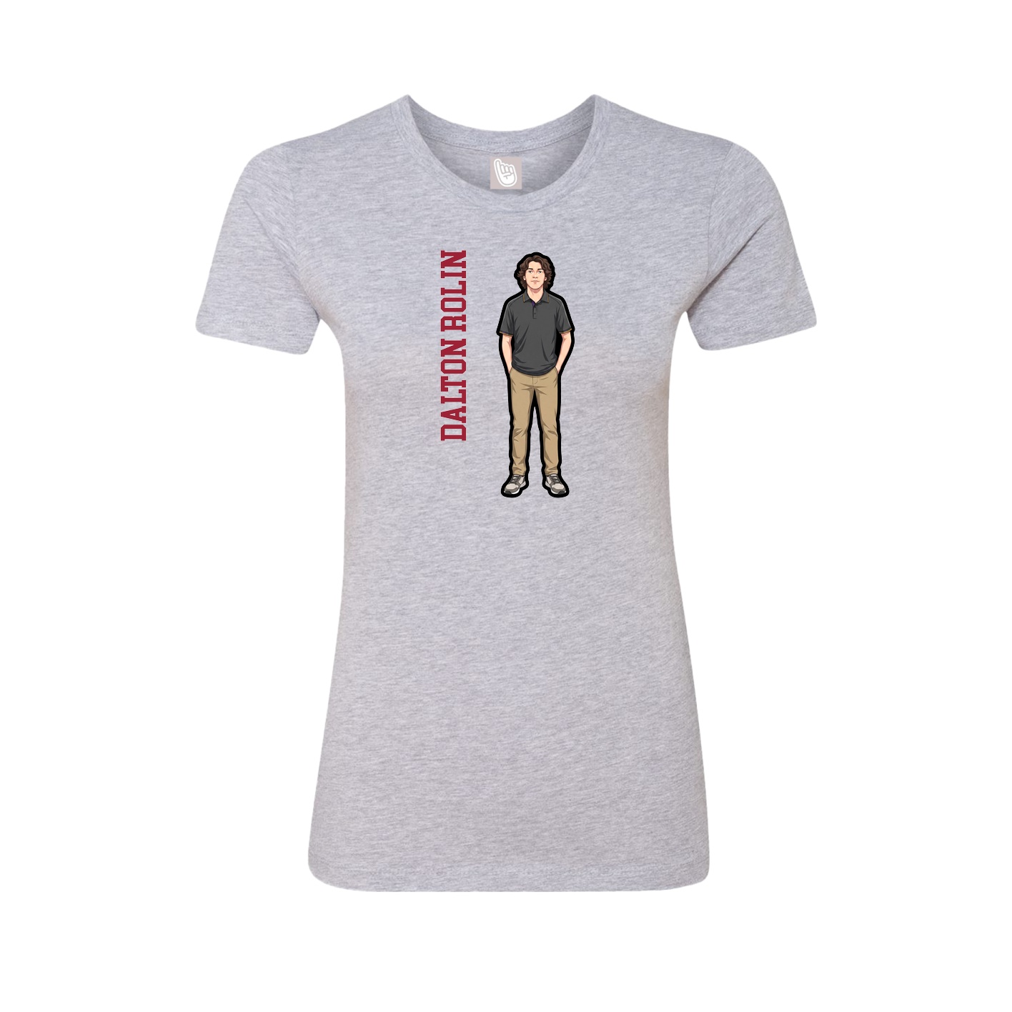 Womens Tee — Name Vertical in Grey