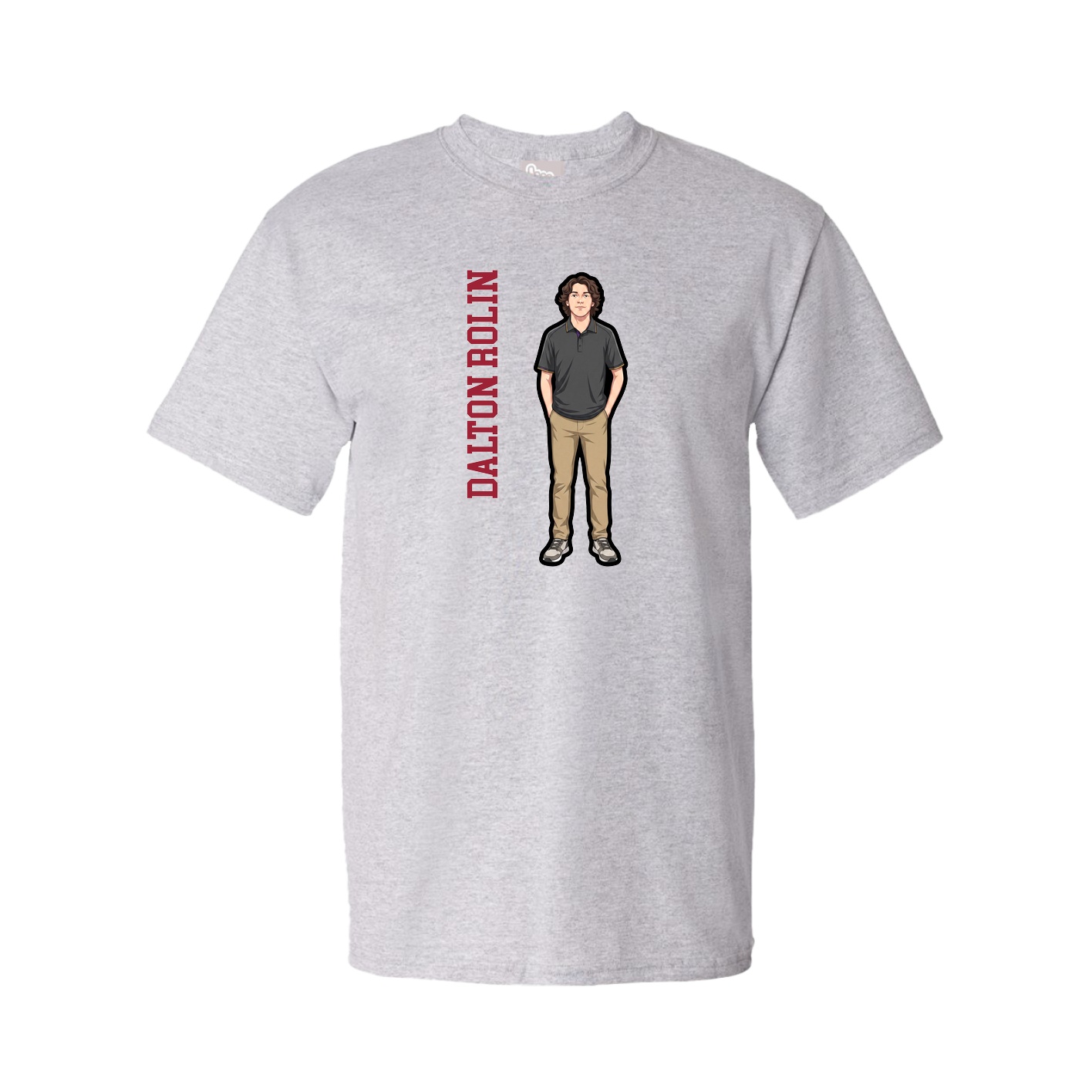 Youth Tee — Name Vertical in Grey