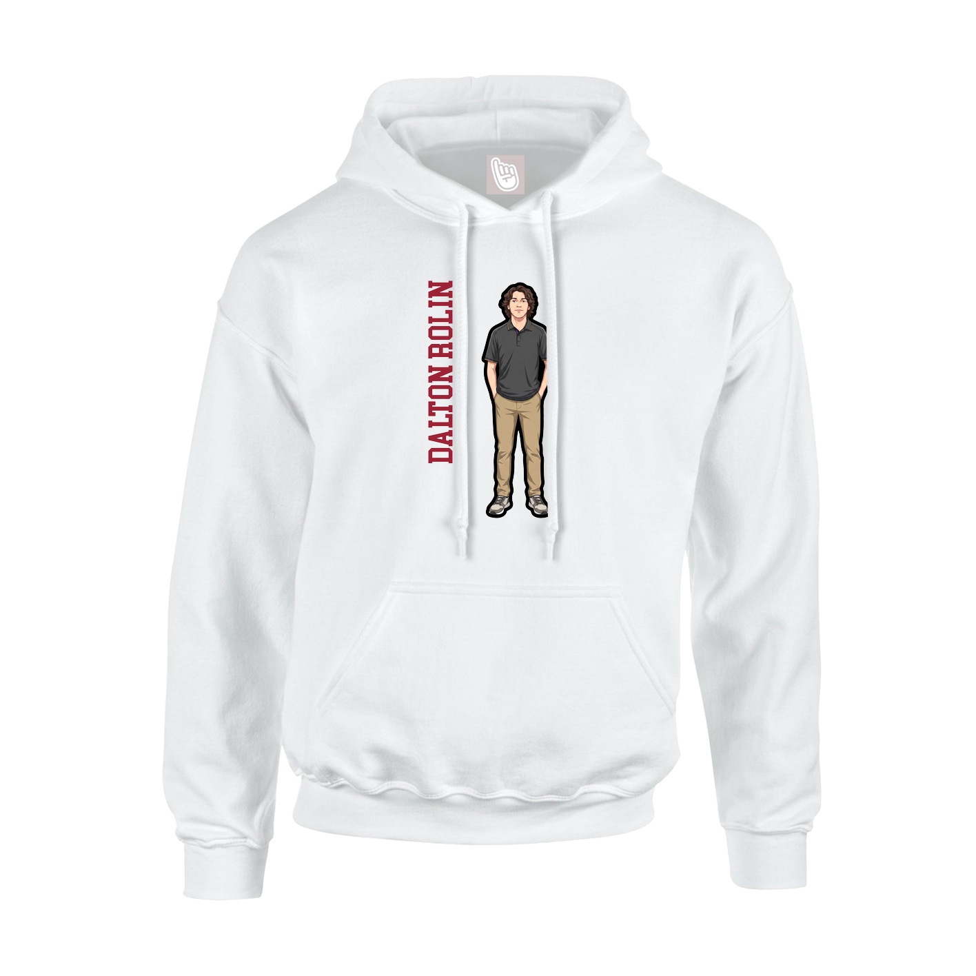 Youth Hoodie — Name Vertical in White