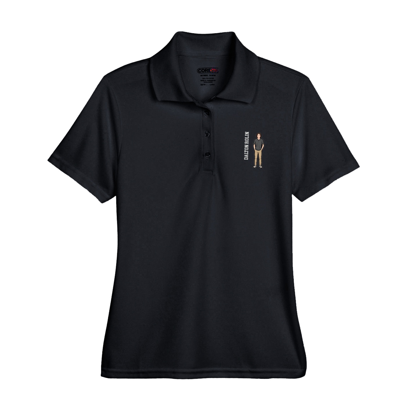 Womens Performance Polo — Name Vertical in Black