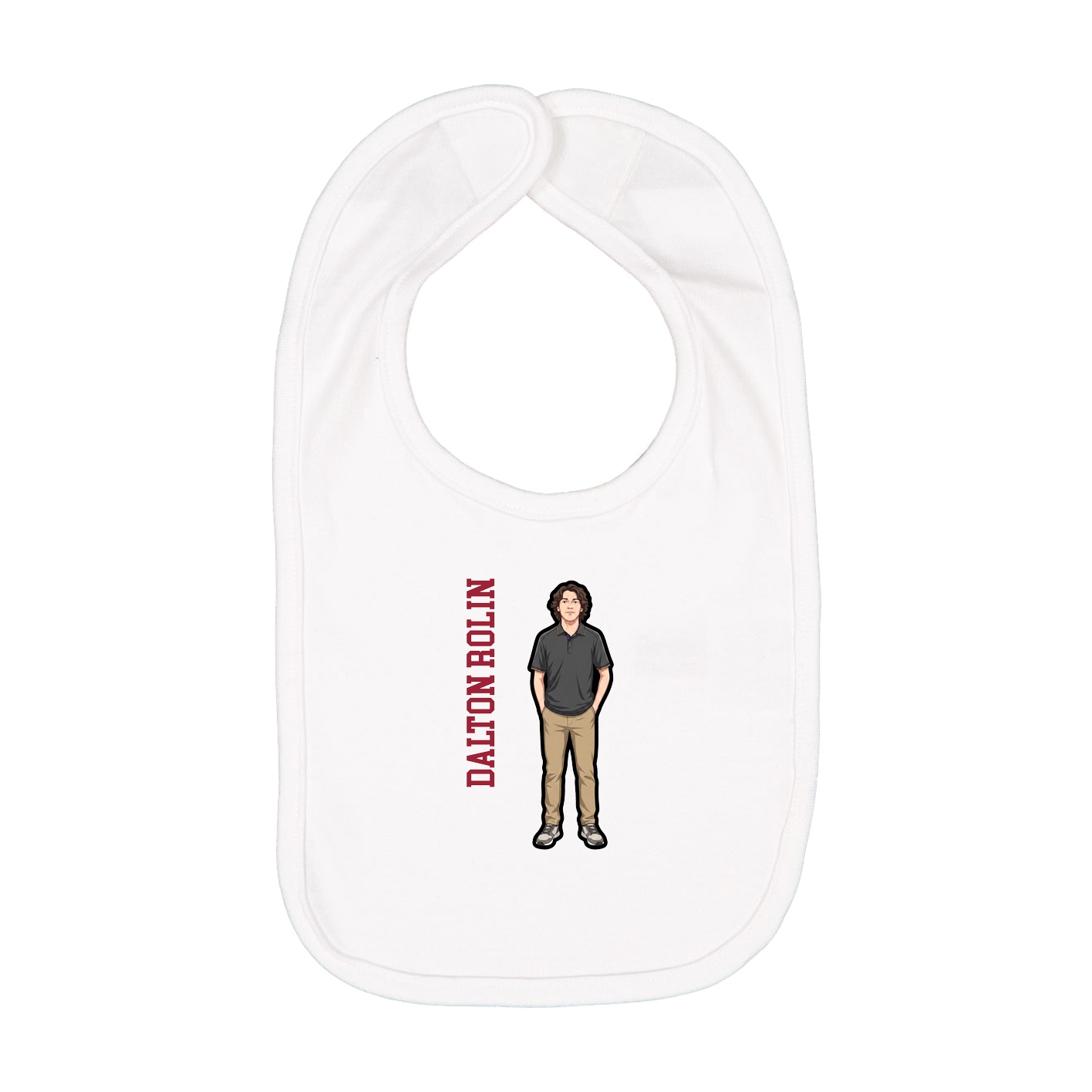 Infant Bib — Name Vertical in White