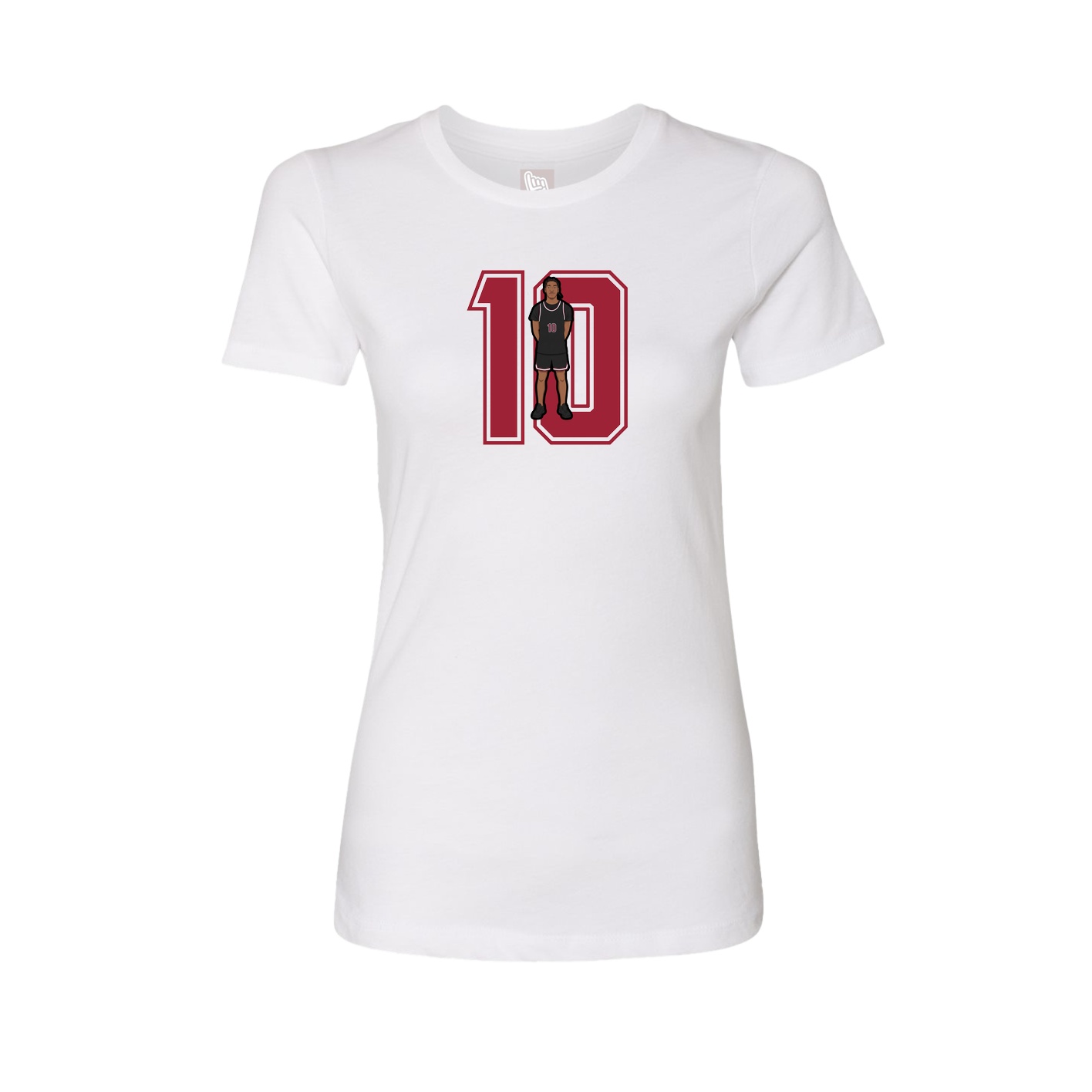 Fitted Women's Tee — Number in White
