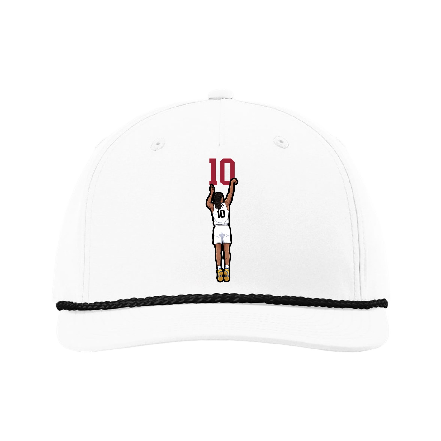 Five-Panel Classic Rope Cap — Number Top in White