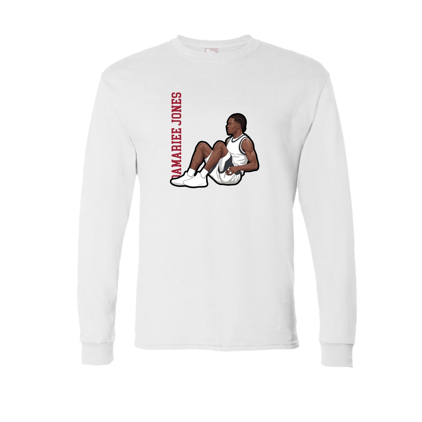 Long Sleeve Tee — Name Vertical in White