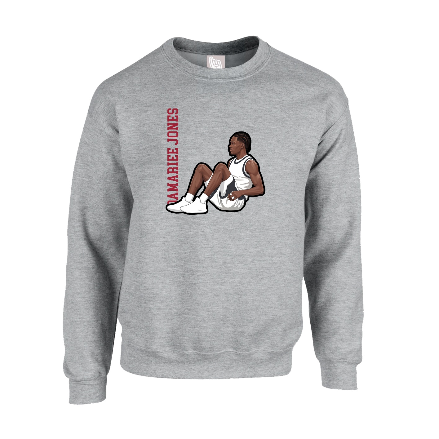 Fleece Crew — Name Vertical in Grey