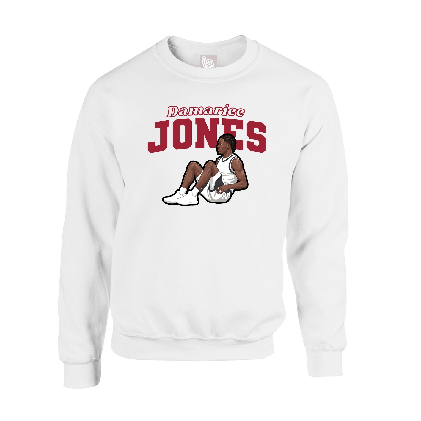 Fleece Crew — Name Arch in White