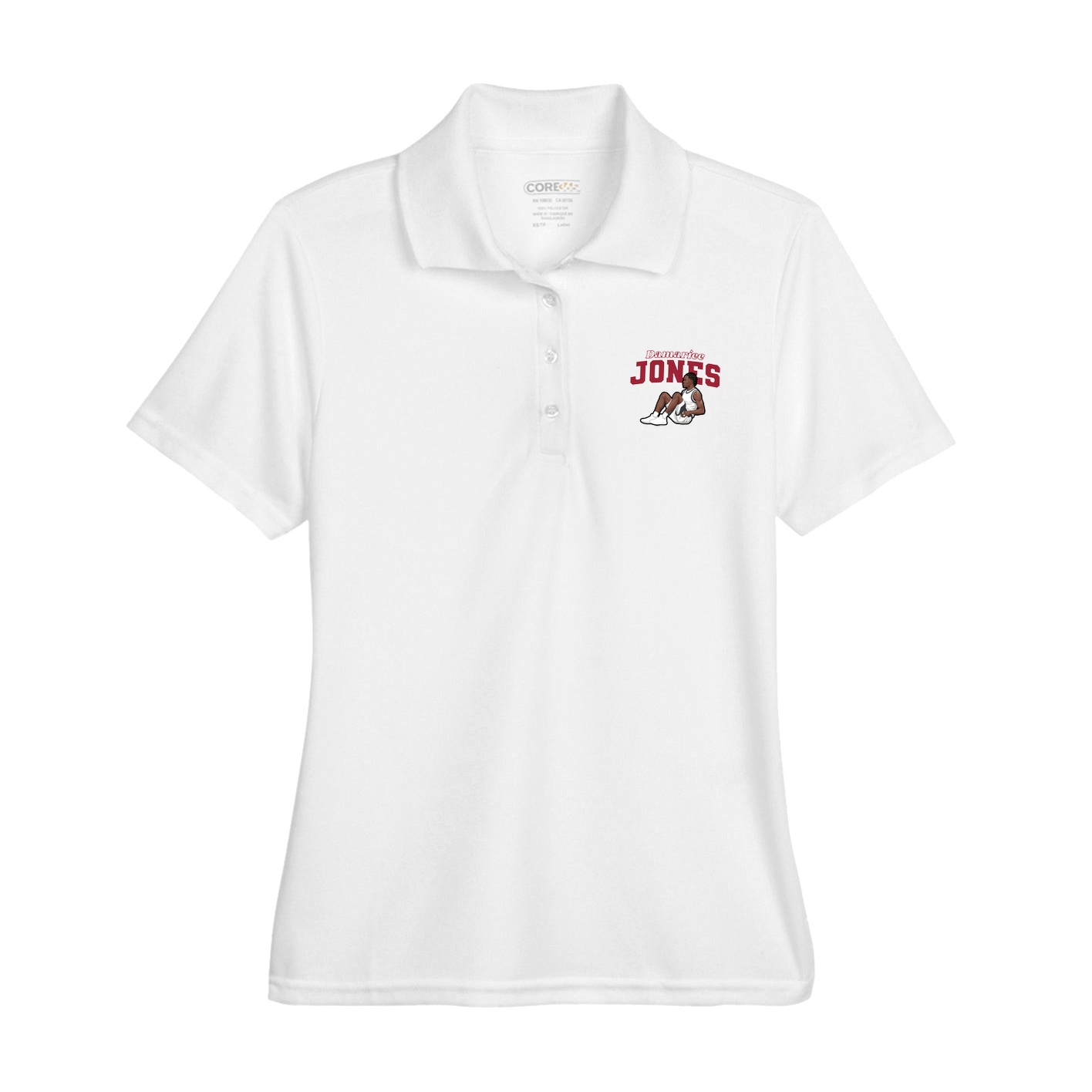 Womens Performance Polo — Name Arch in White