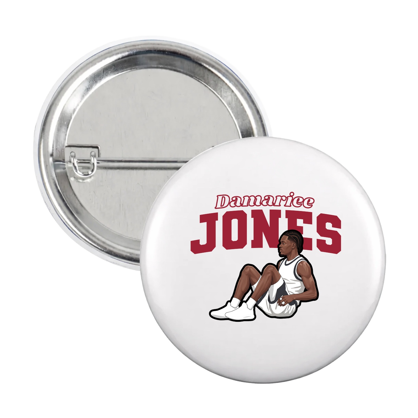 Game Day Button — Name Arch in White