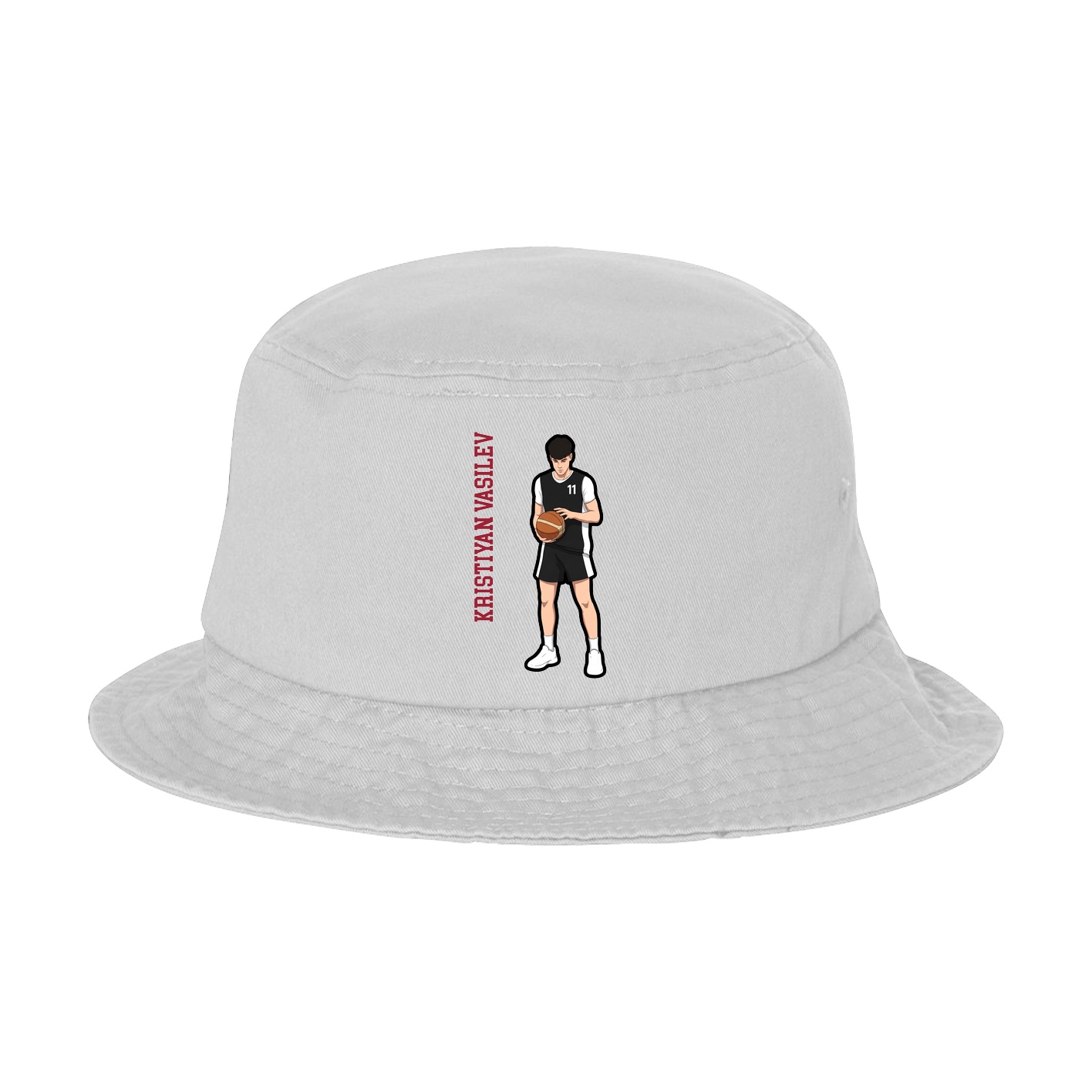 Bucket Cap — Name Vertical in White