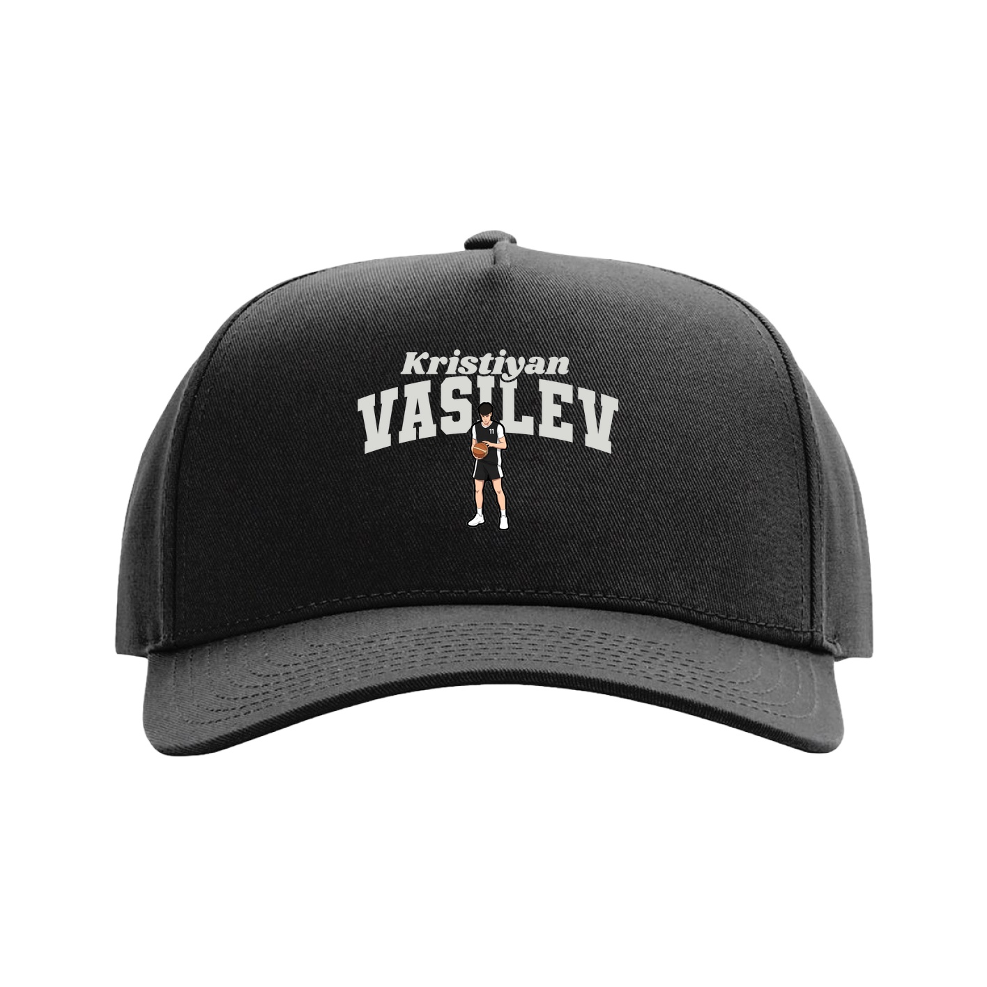 Full Fabric Five-Panel Champ Cap — Signature Arch in Black