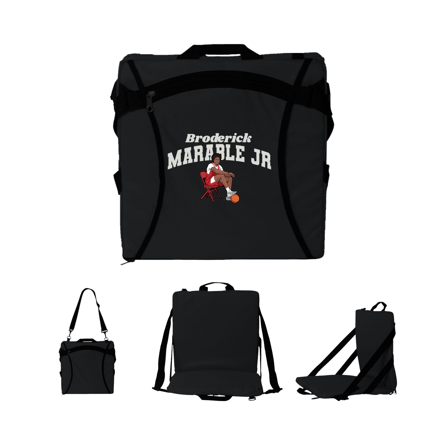 Folding Stadium Seat — Signature Arch in Black