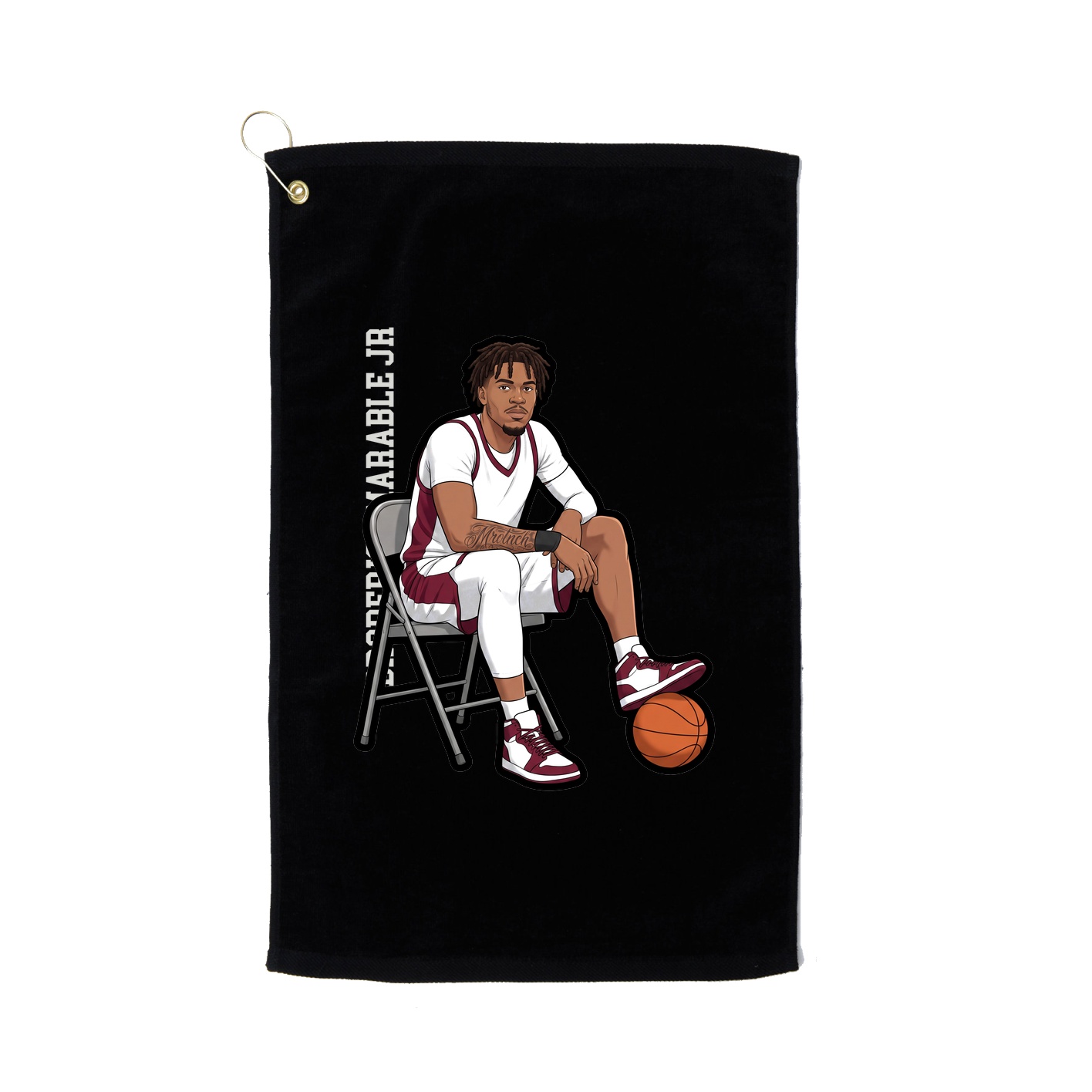 Golf Towel — Name Vertical in Black