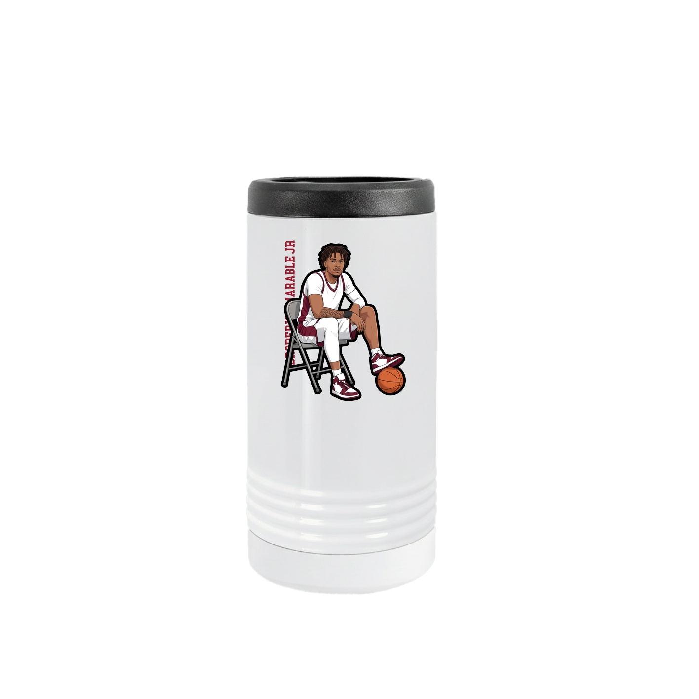 Slim Beverage Holder — Name Vertical in White