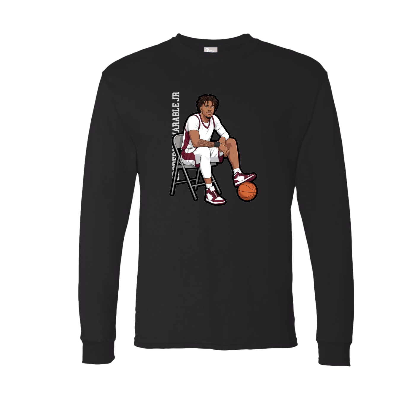 Long Sleeve Tee — Name Vertical in Black