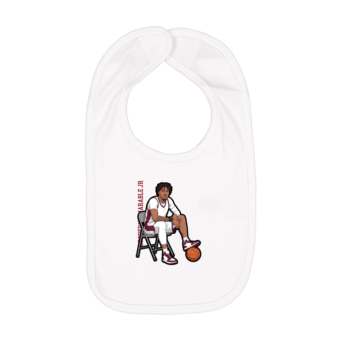 Infant Bib — Name Vertical in White
