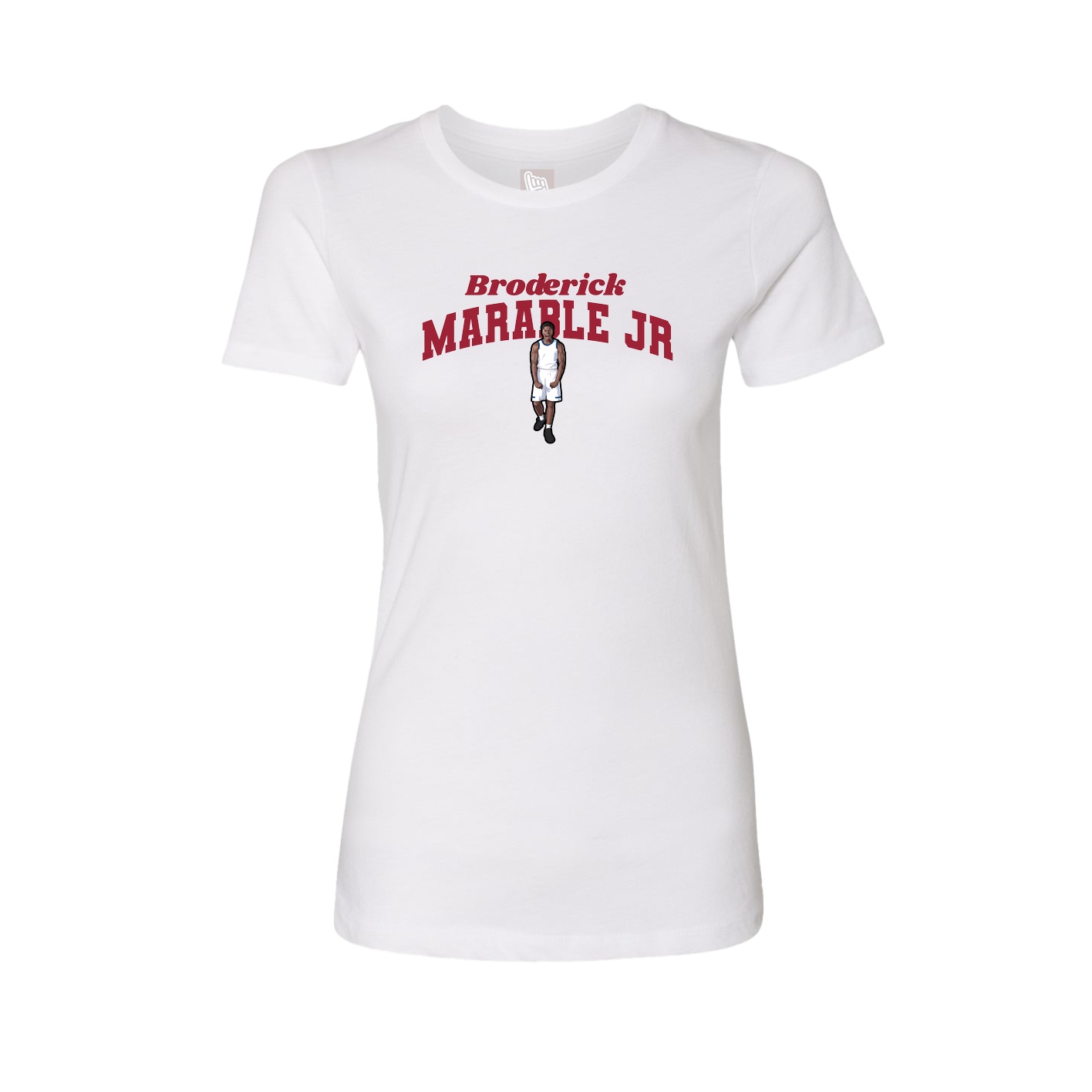 Fitted Women's Tee — Signature Arch in White