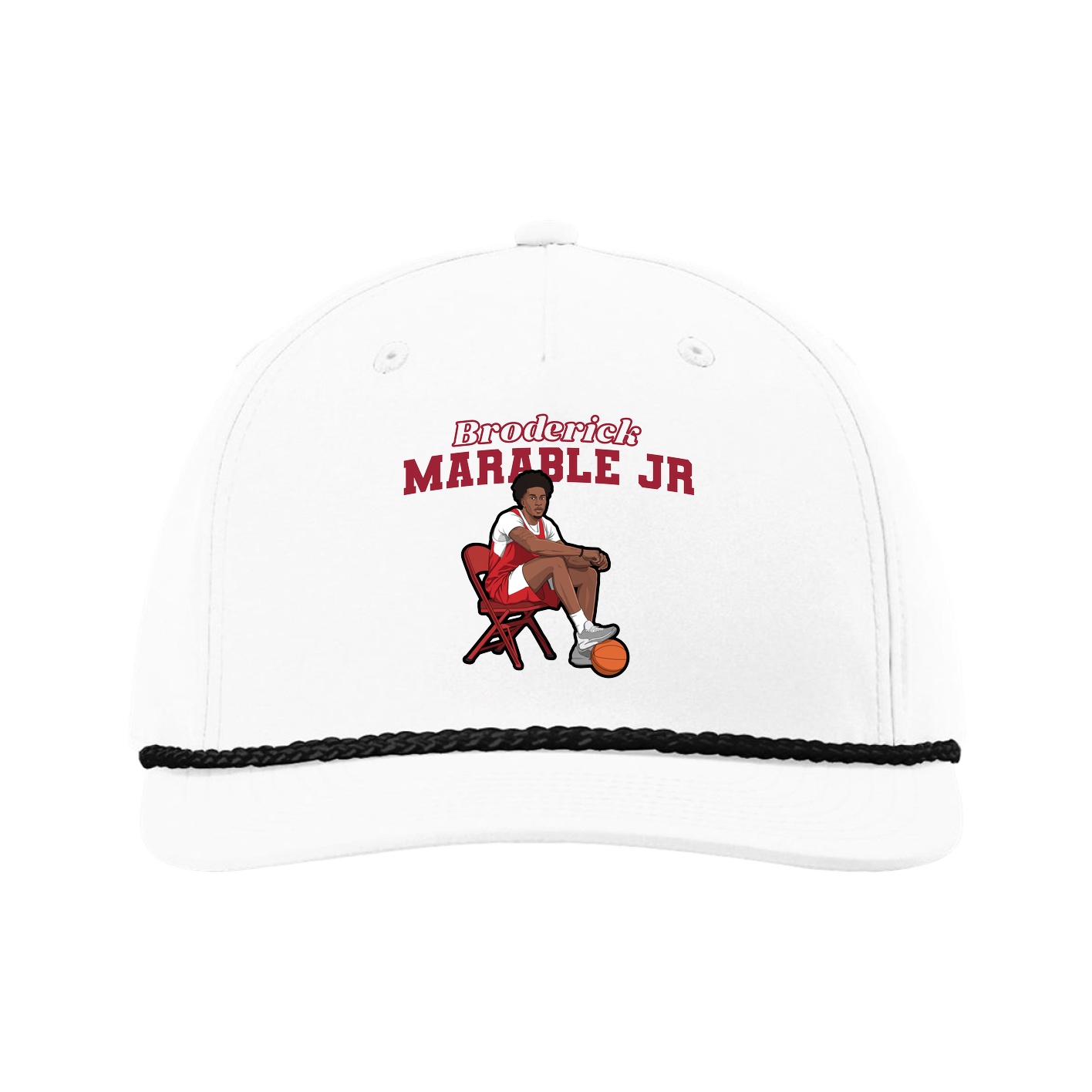 Five-Panel Classic Rope Cap — Name Arch in White