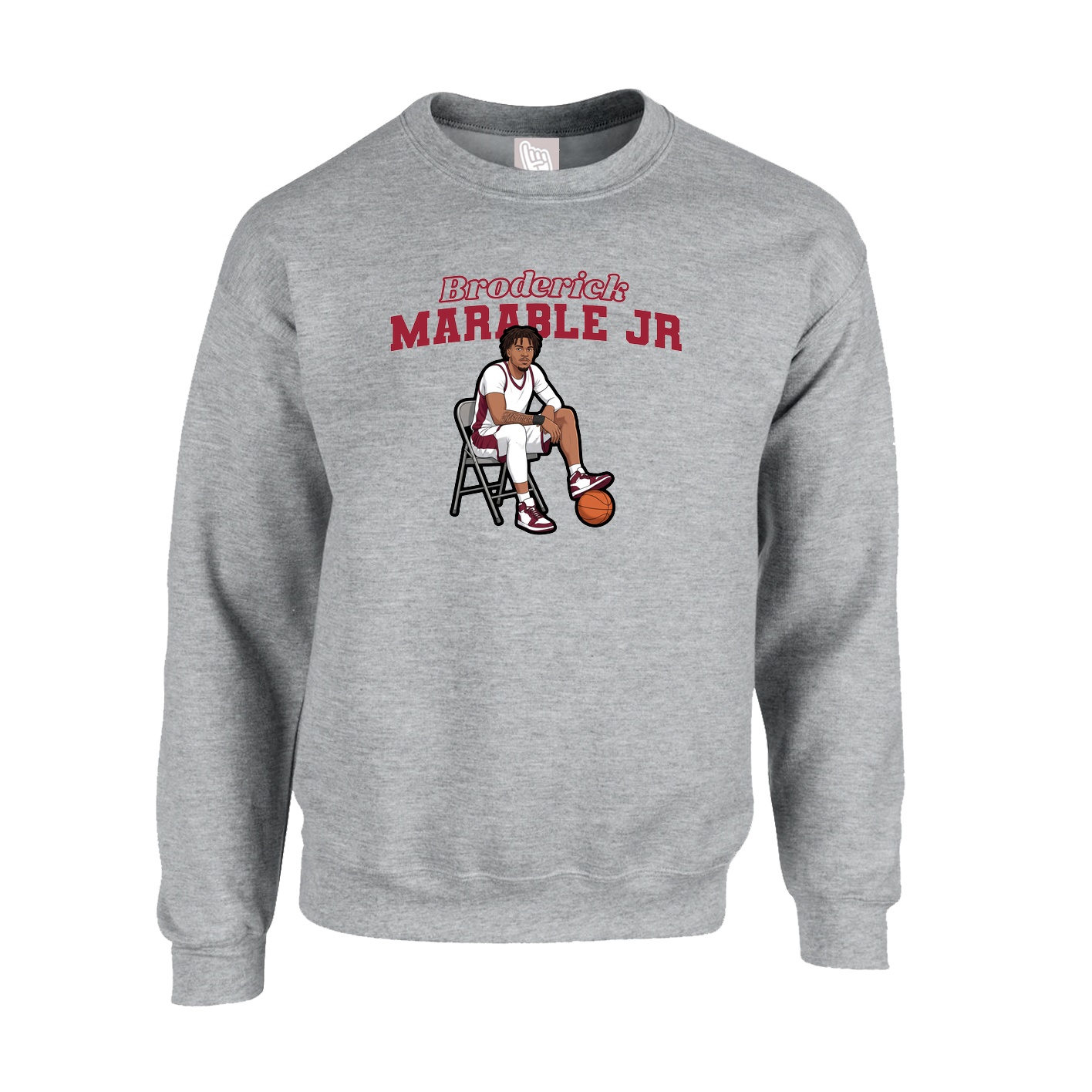 Fleece Crew — Name Arch in Grey