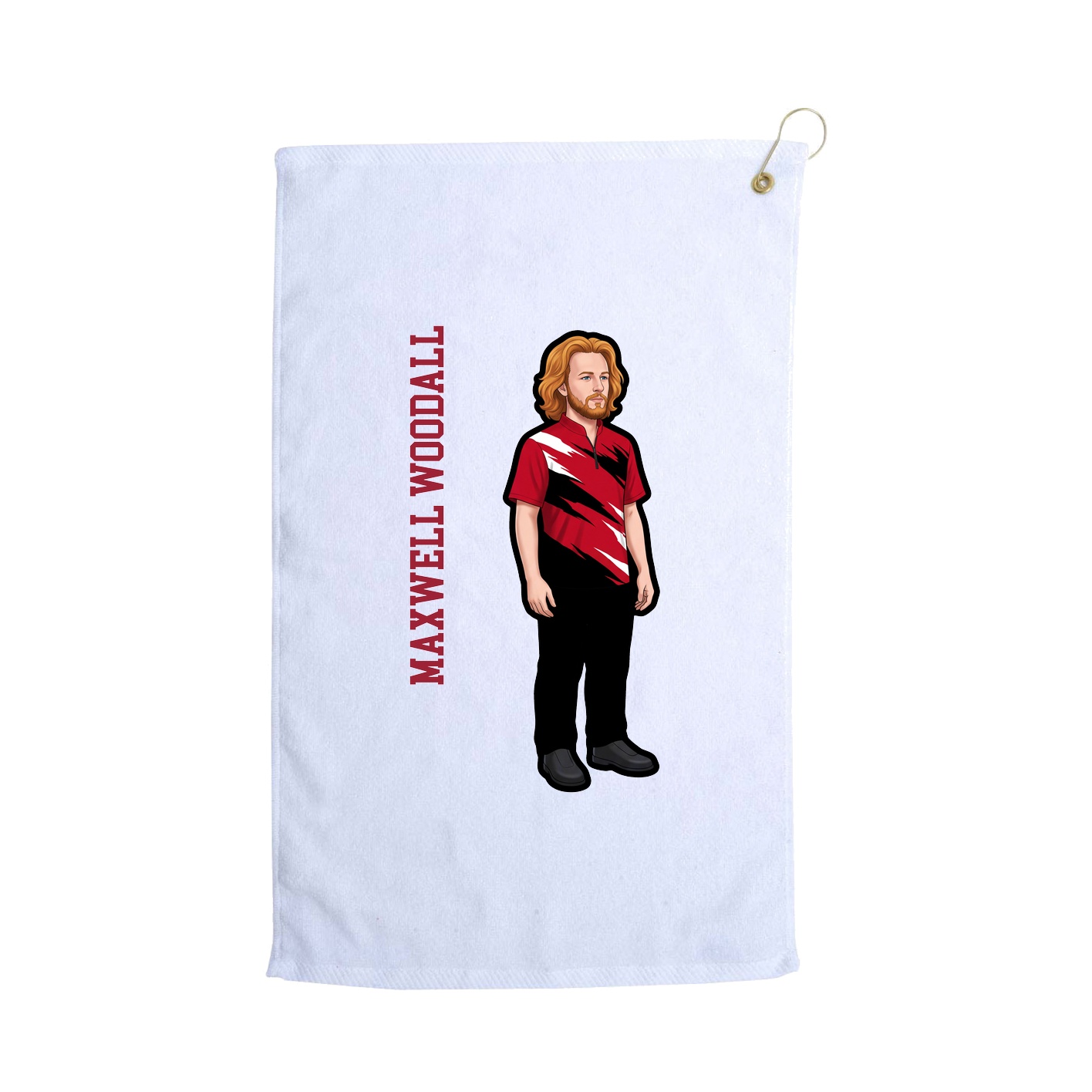 Golf Towel — Name Vertical in White
