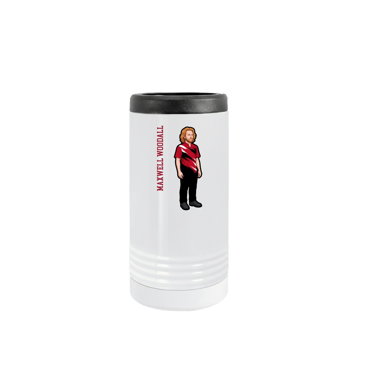Slim Beverage Holder — Name Vertical in White