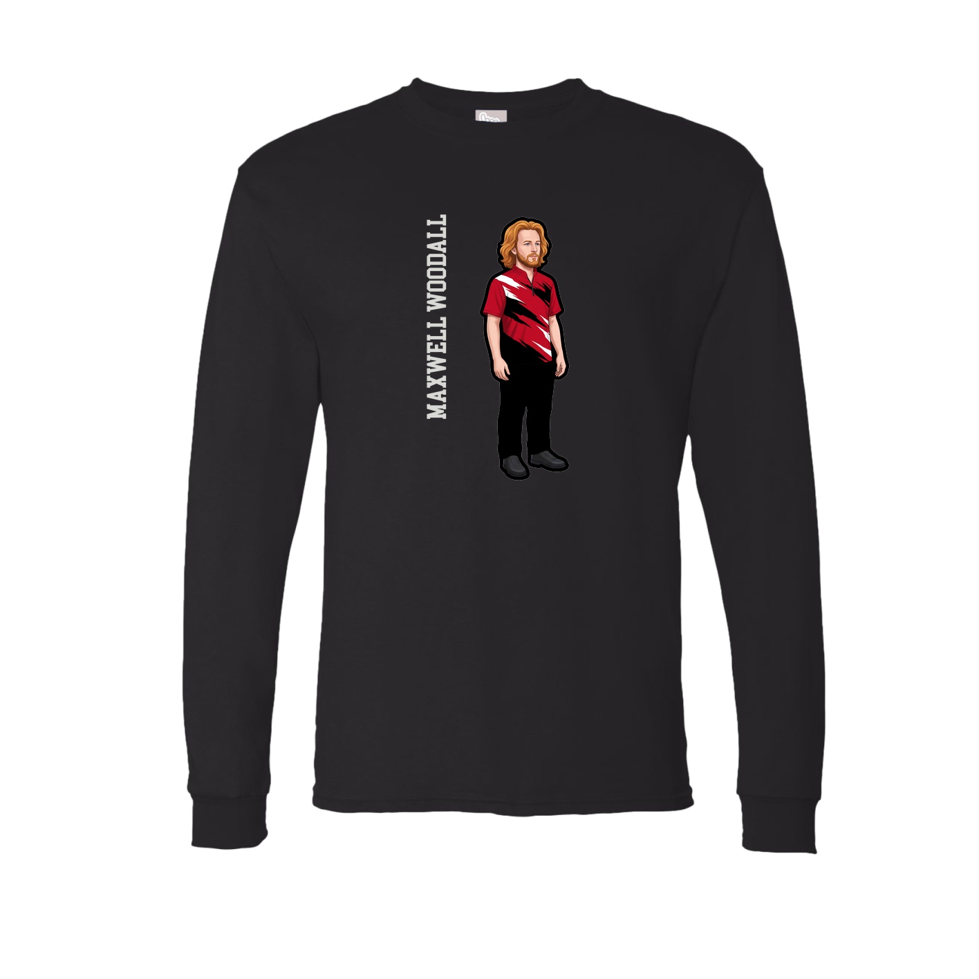 Long Sleeve Tee — Name Vertical in Black