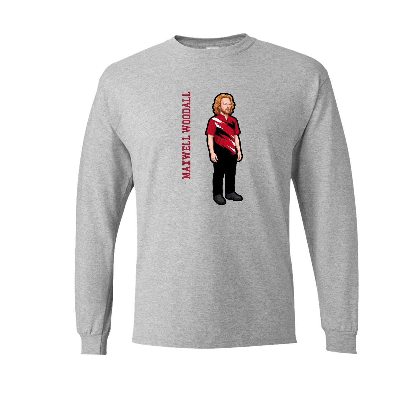 Long Sleeve Tee — Name Vertical in Grey