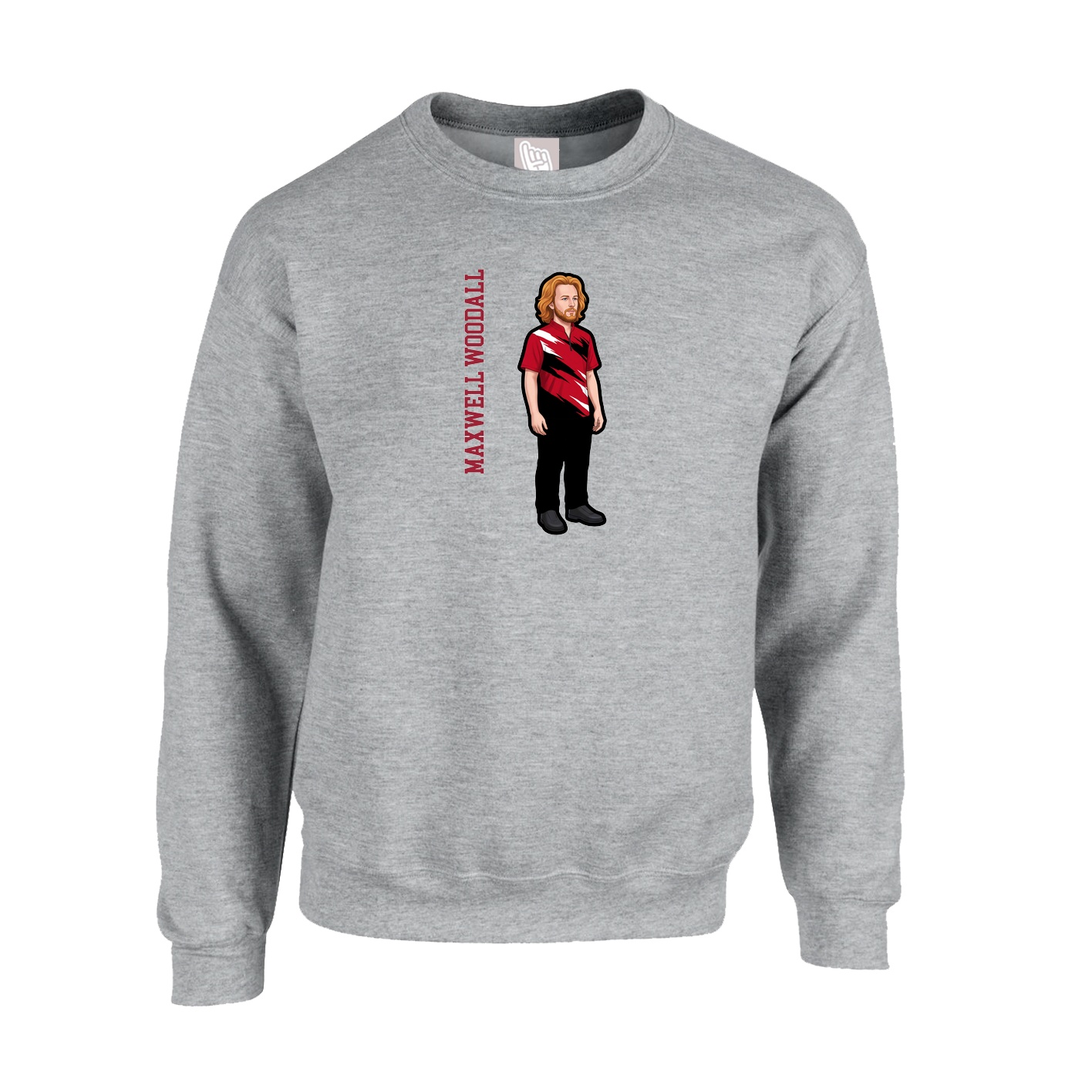 Fleece Crew — Name Vertical in Grey