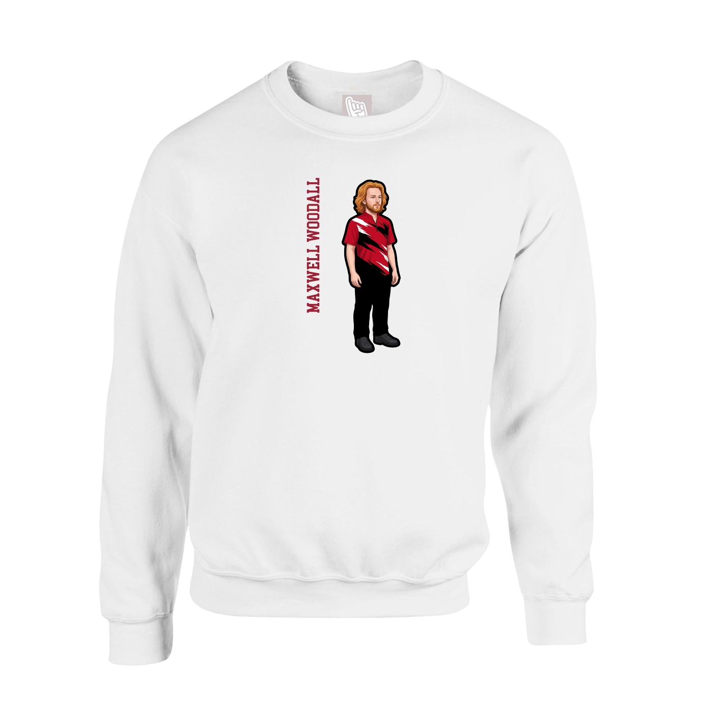 Fleece Crew — Name Vertical in White
