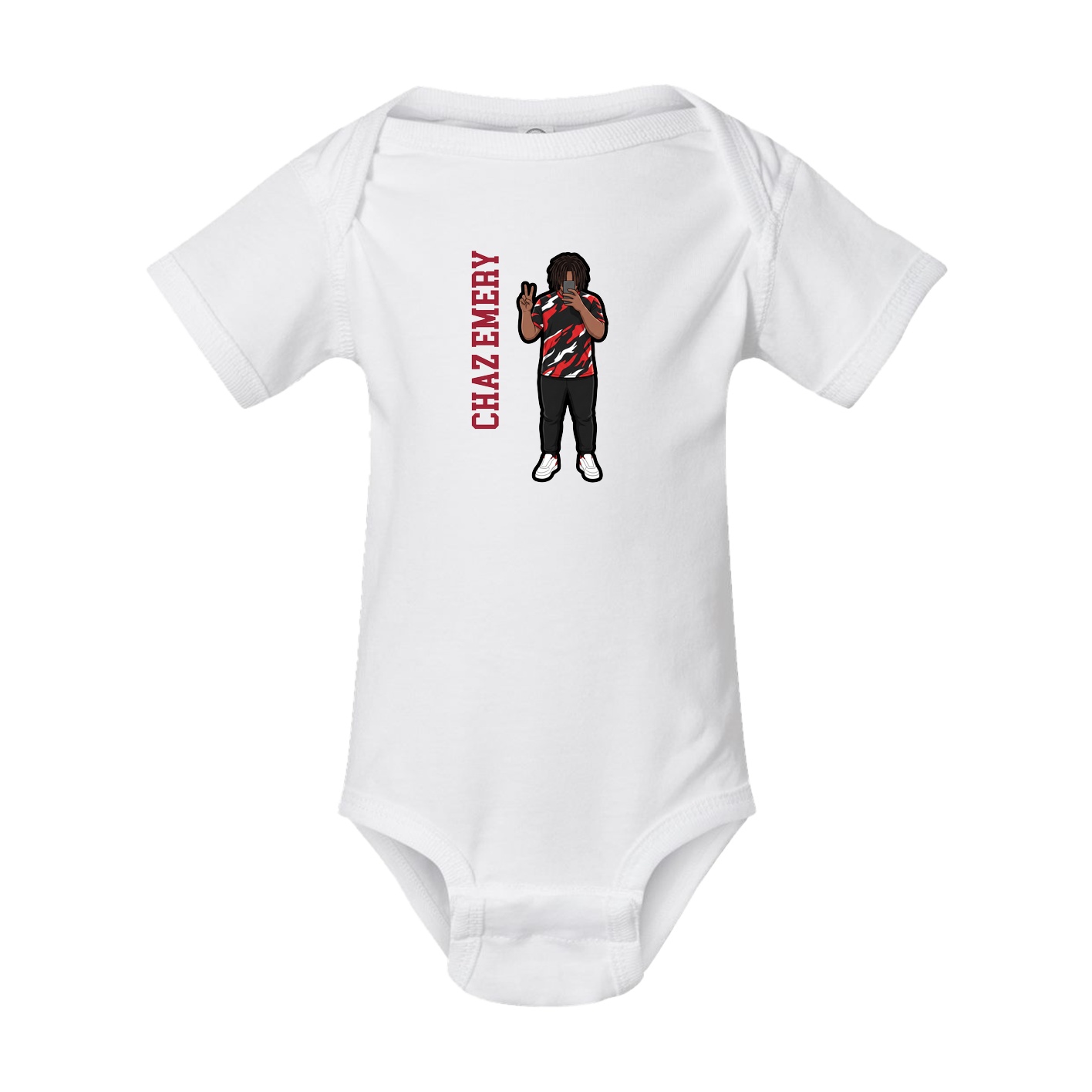 Baby Onesie — Name Vertical in White
