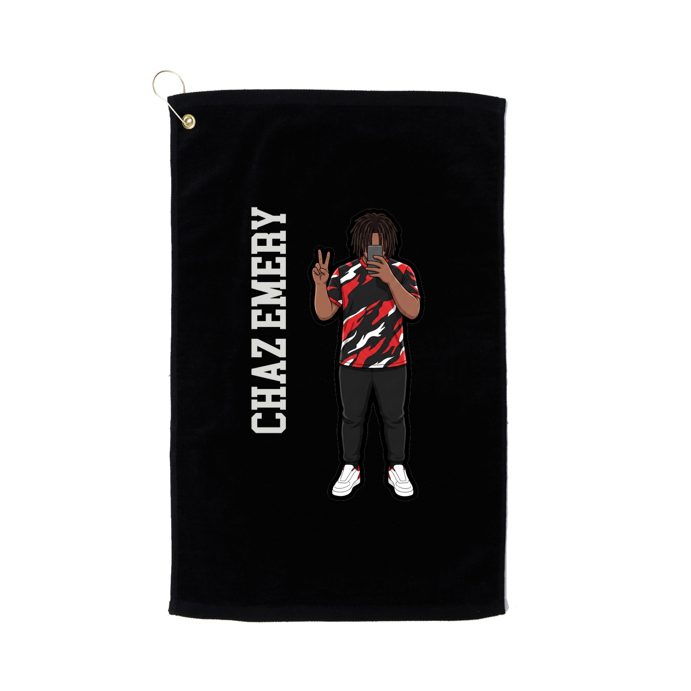 Golf Towel — Name Vertical in Black