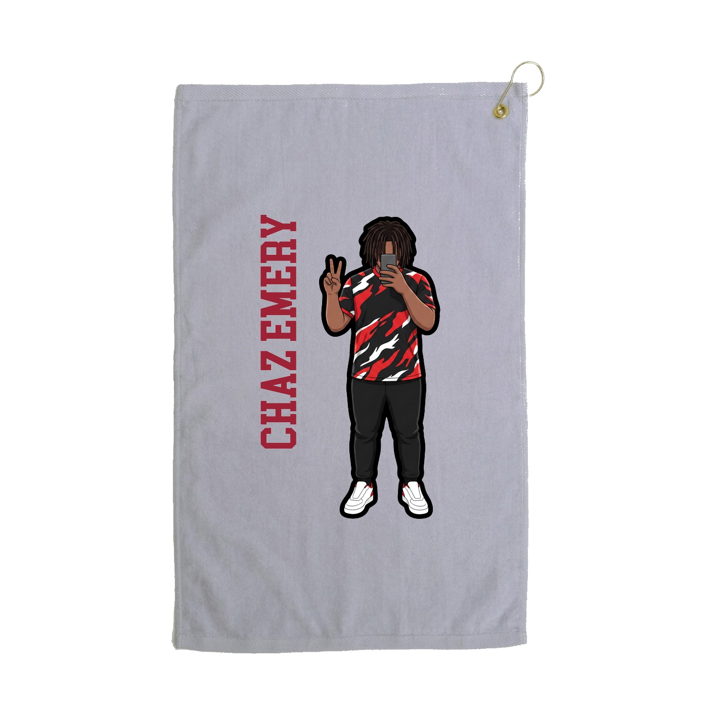 Golf Towel — Name Vertical in Grey
