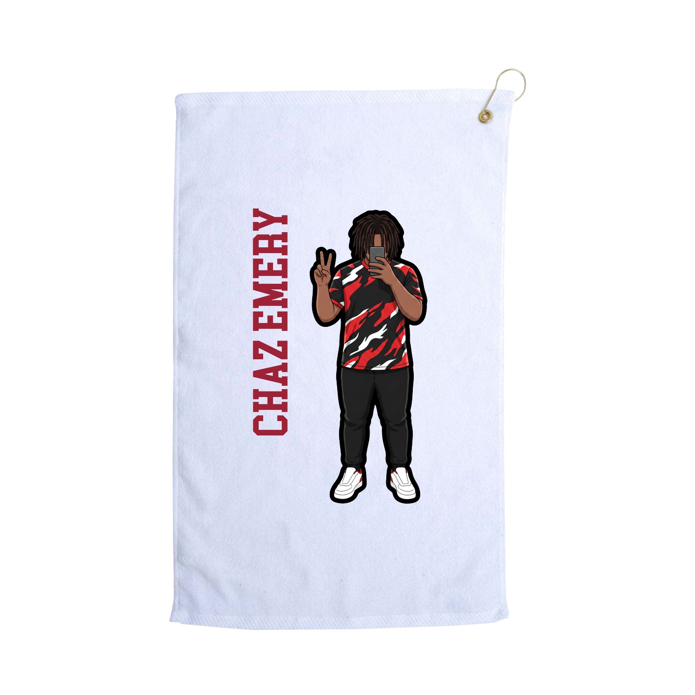Golf Towel — Name Vertical in White
