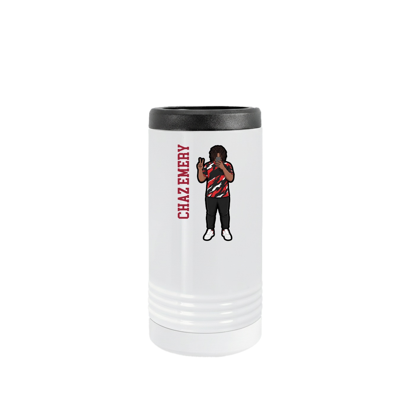 Slim Beverage Holder — Name Vertical in White